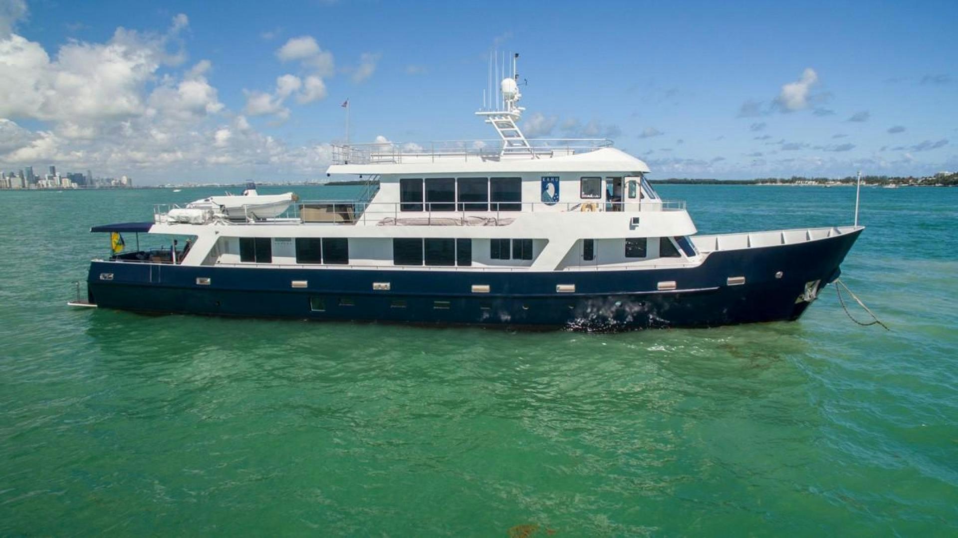 a boat in the water aboard KAHU Yacht for Sale