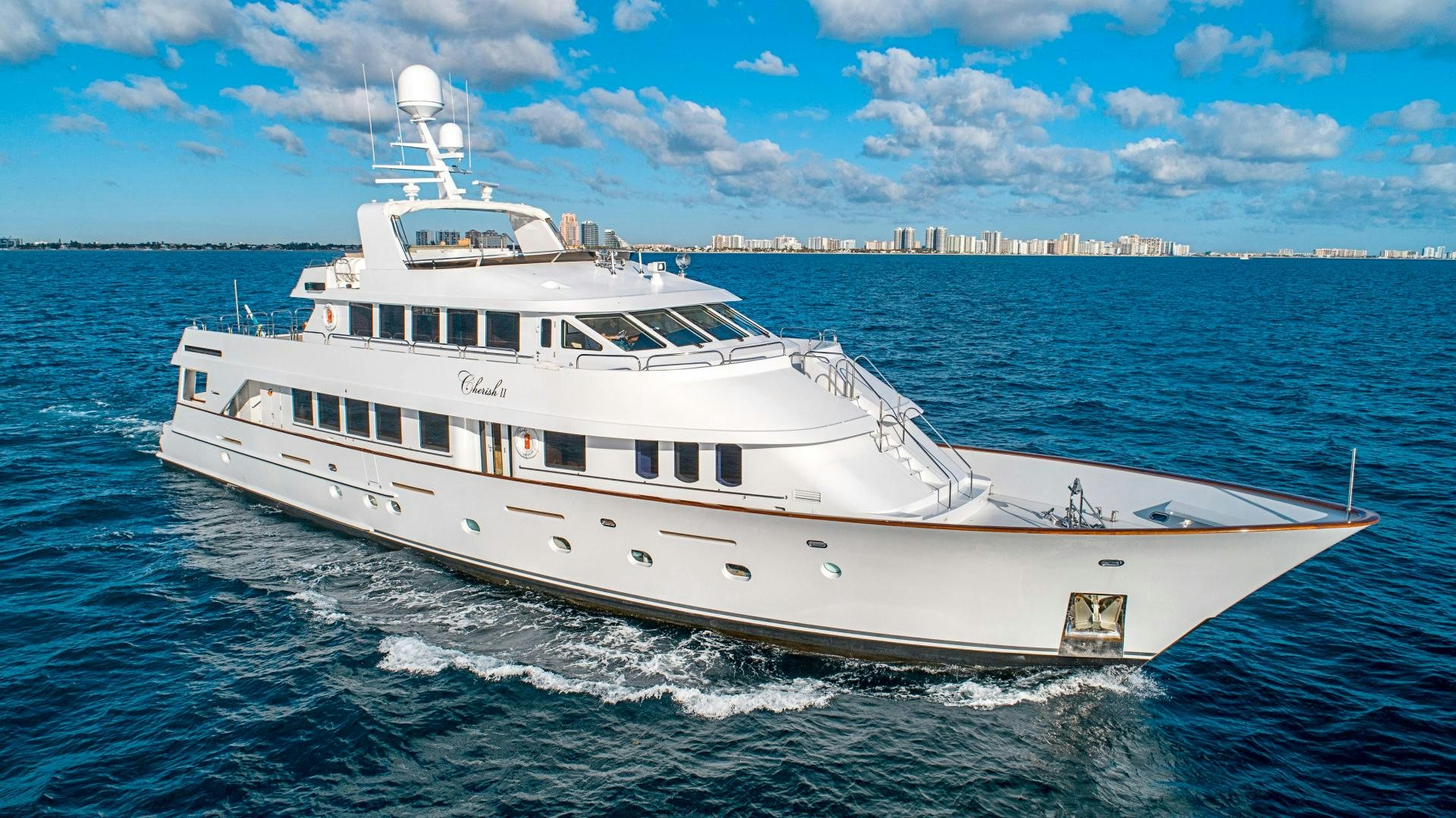 a large white ship aboard CHERISH Yacht for Sale