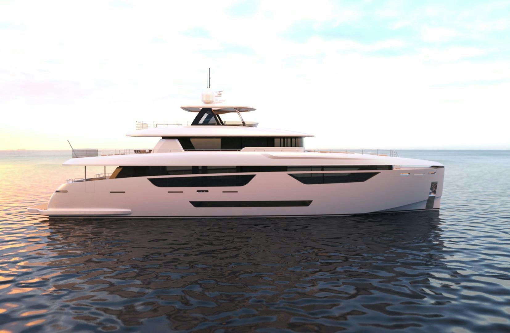 a white yacht in the water aboard JOHNSON 115/01 Yacht for Sale