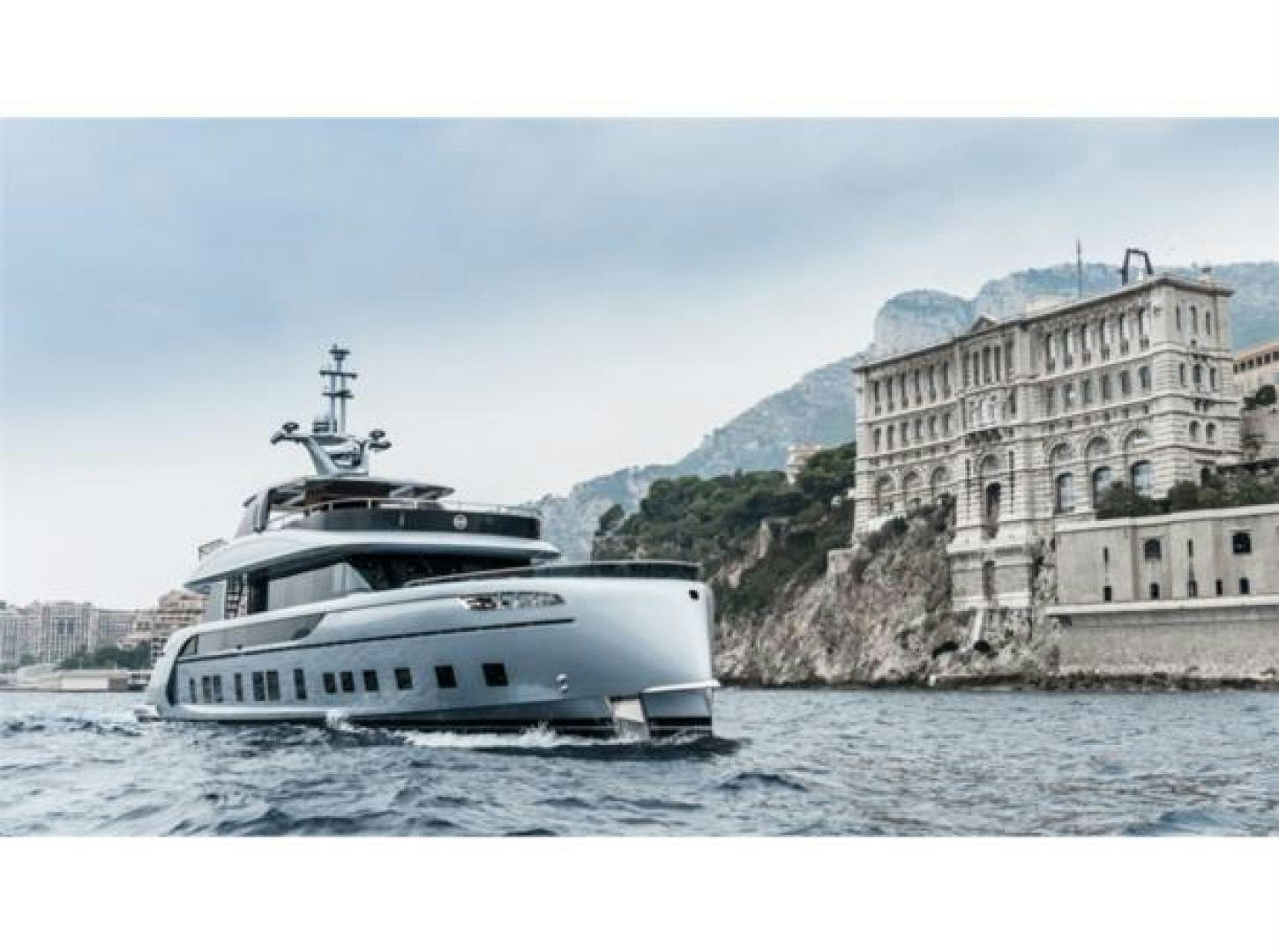 a boat in the water aboard GTT 115 HYBRID Yacht for Sale