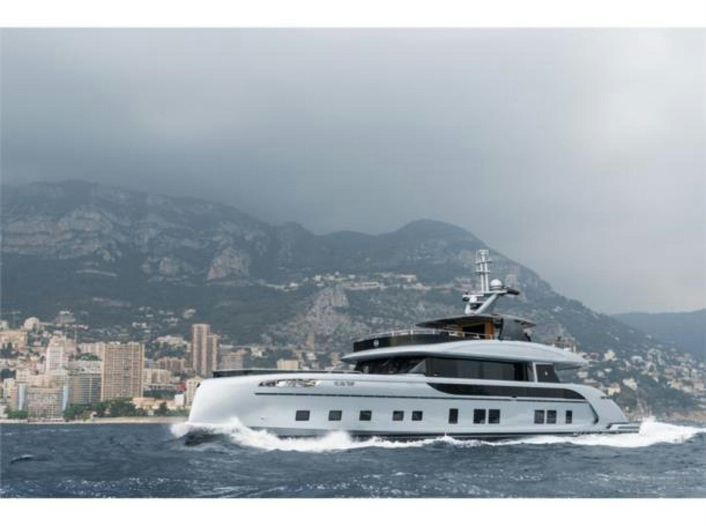 a boat in the water aboard GTT 115 HYBRID Yacht for Sale