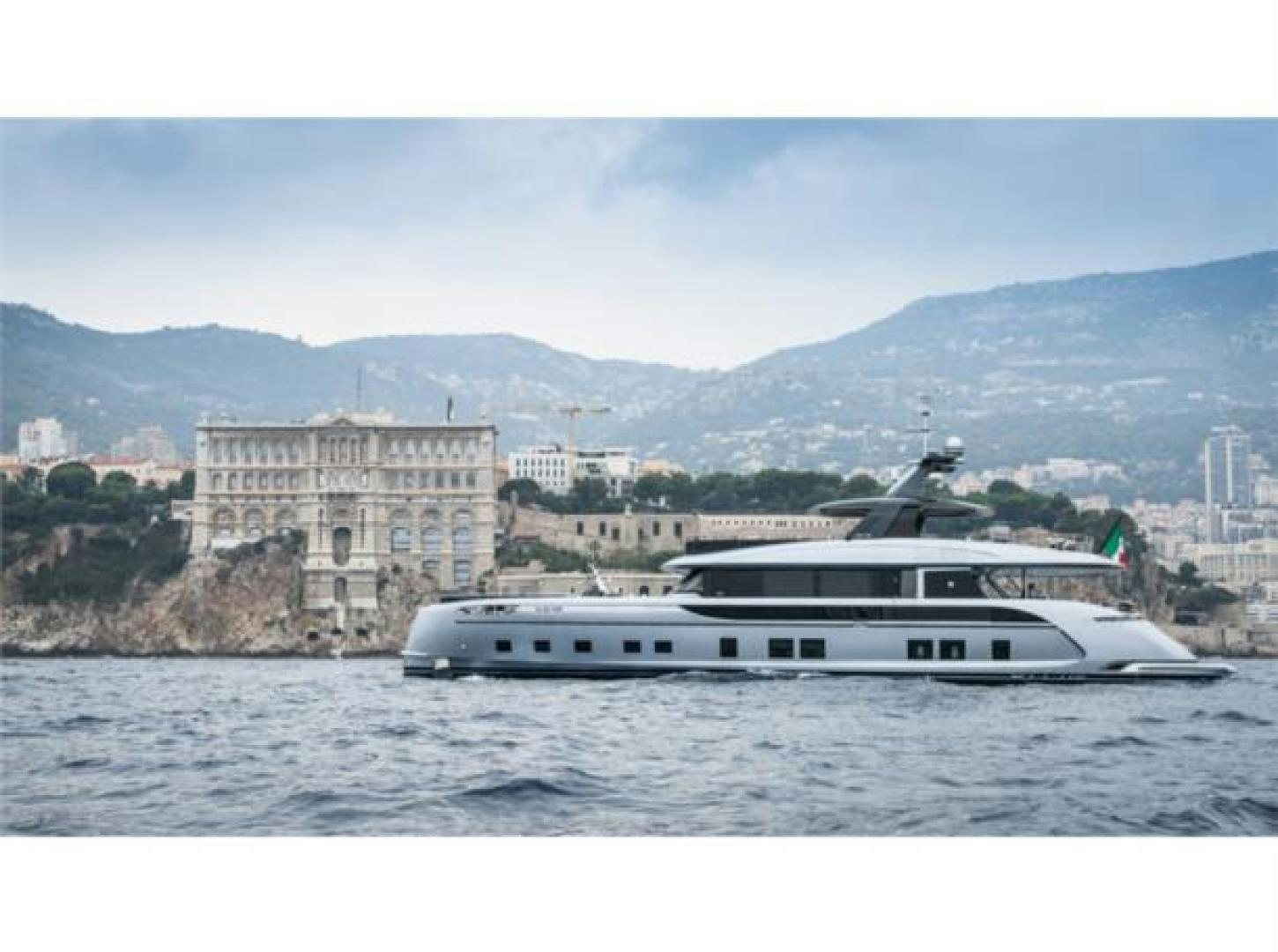 a boat in the water aboard GTT 115 HYBRID Yacht for Sale