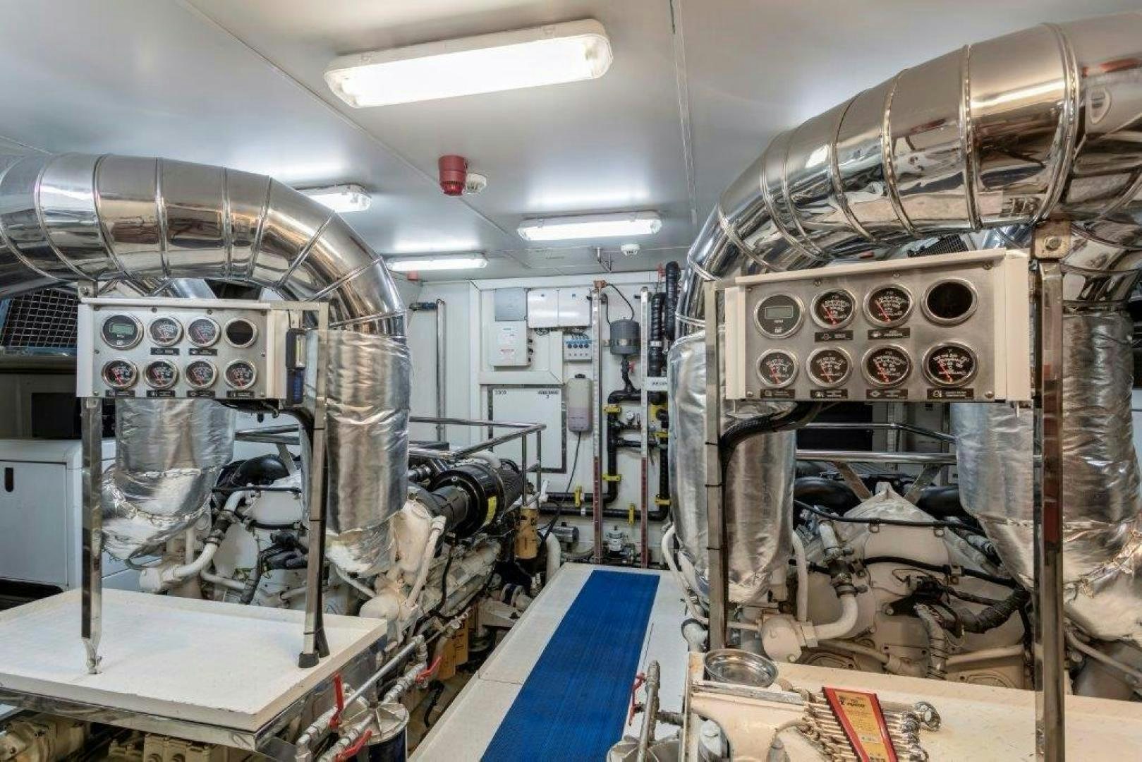 a large machine with large machines aboard M&M Yacht for Sale