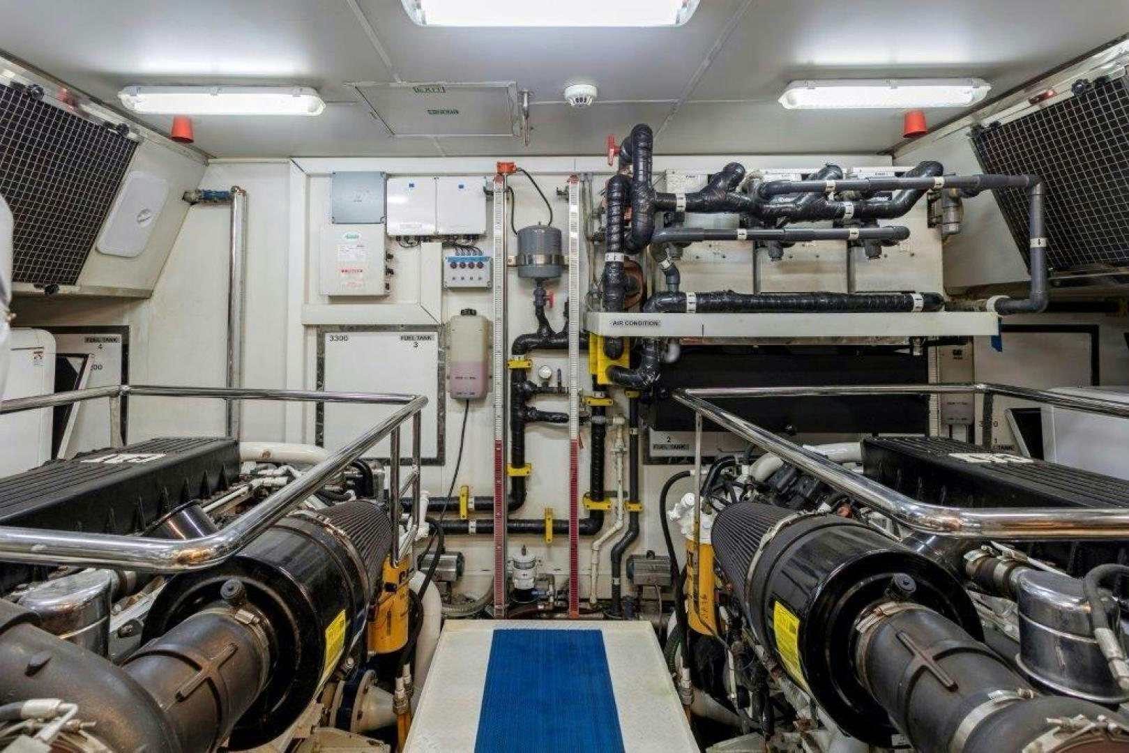 a large machine with large wheels aboard M&M Yacht for Sale