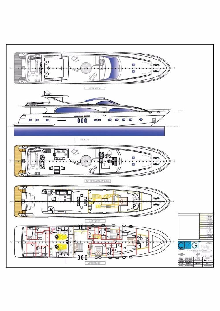 diagram, engineering drawing aboard M&M Yacht for Sale