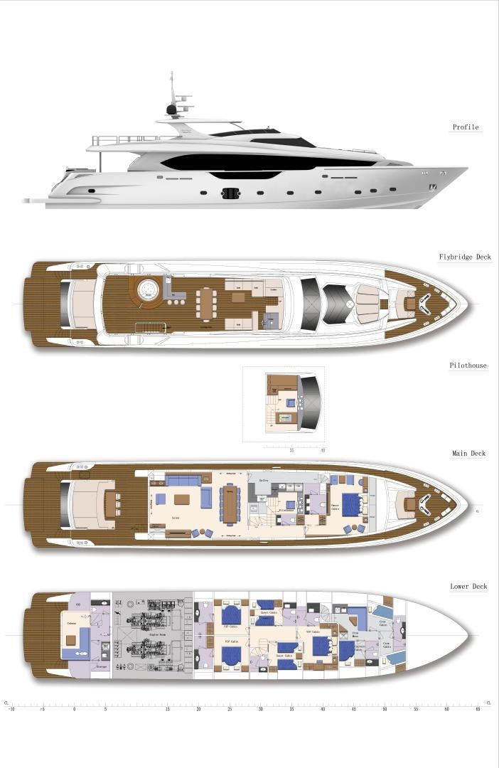 diagram, engineering drawing aboard ASTERIA 112/04 Yacht for Sale