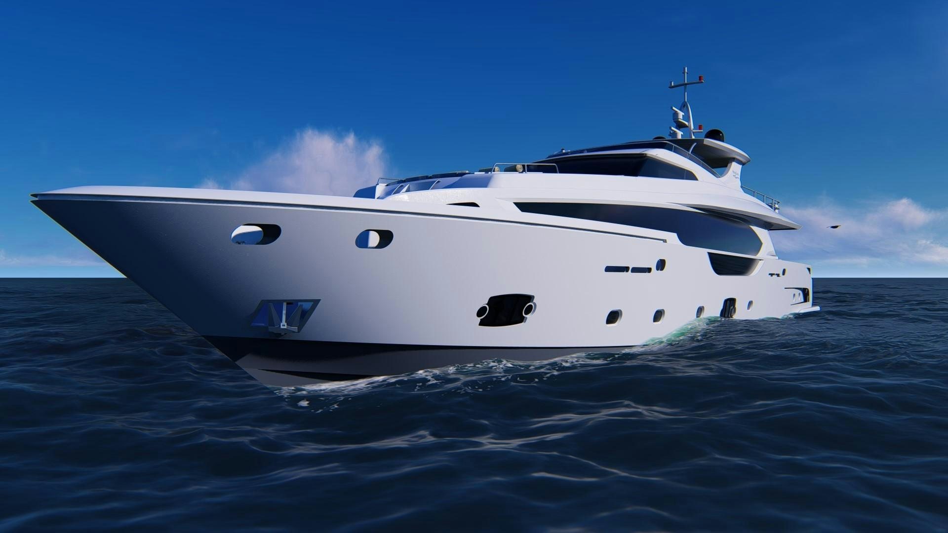 a white yacht in the water aboard ASTERIA 112/04 Yacht for Sale