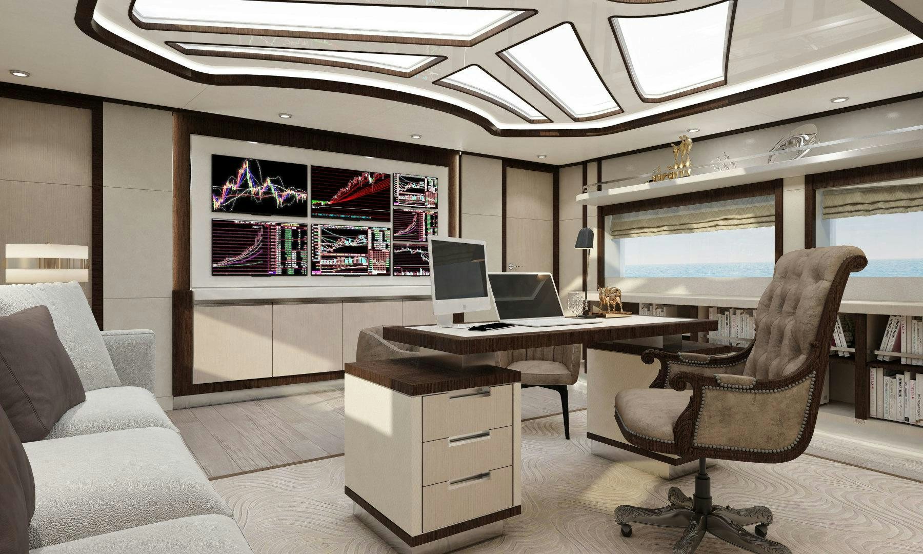 a room with a desk and a chair and a computer aboard ASTERIA 112/04 Yacht for Sale