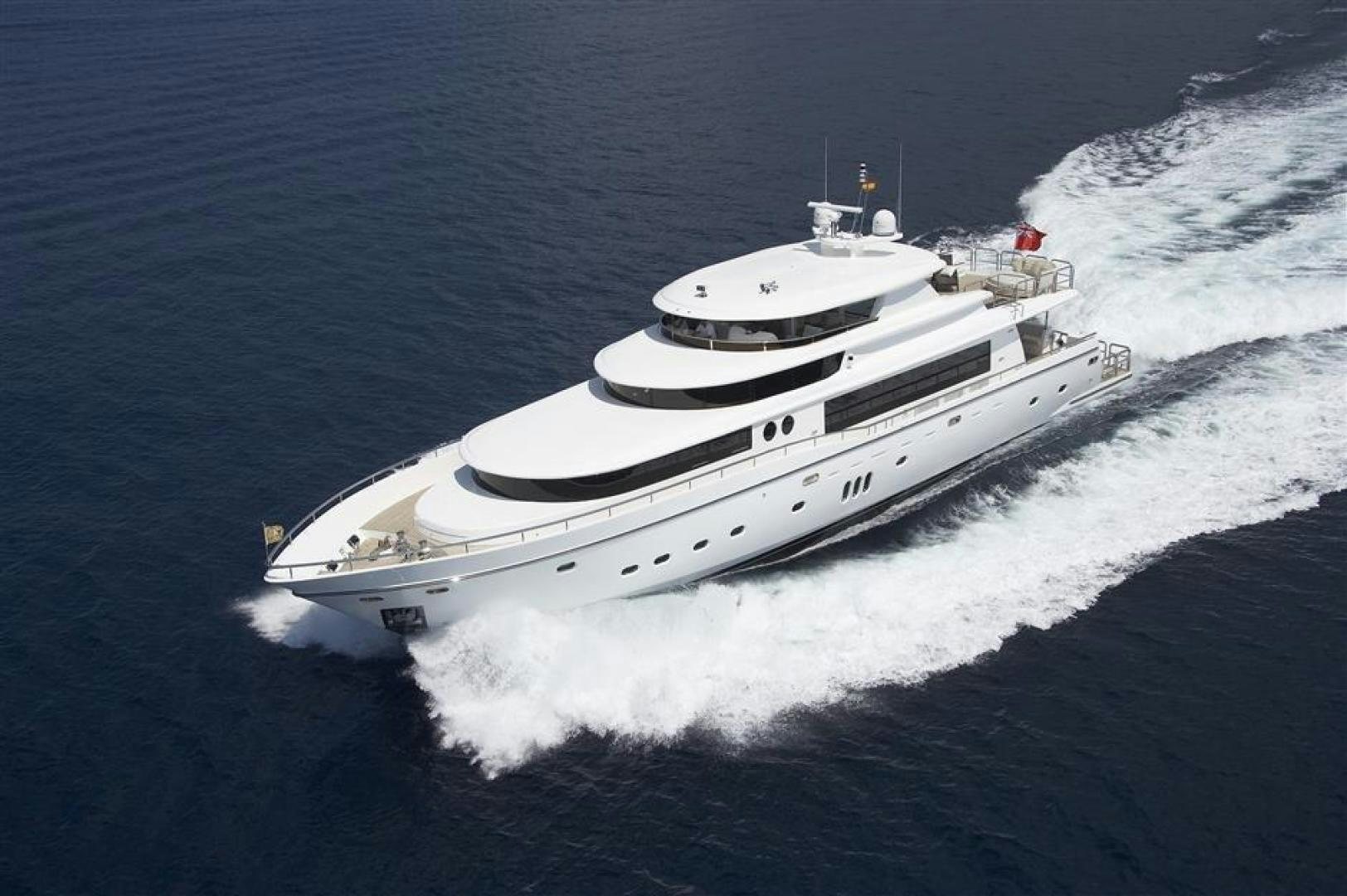 a ship on the water aboard JOHNSON 110 FLYBRIDGE Yacht for Sale