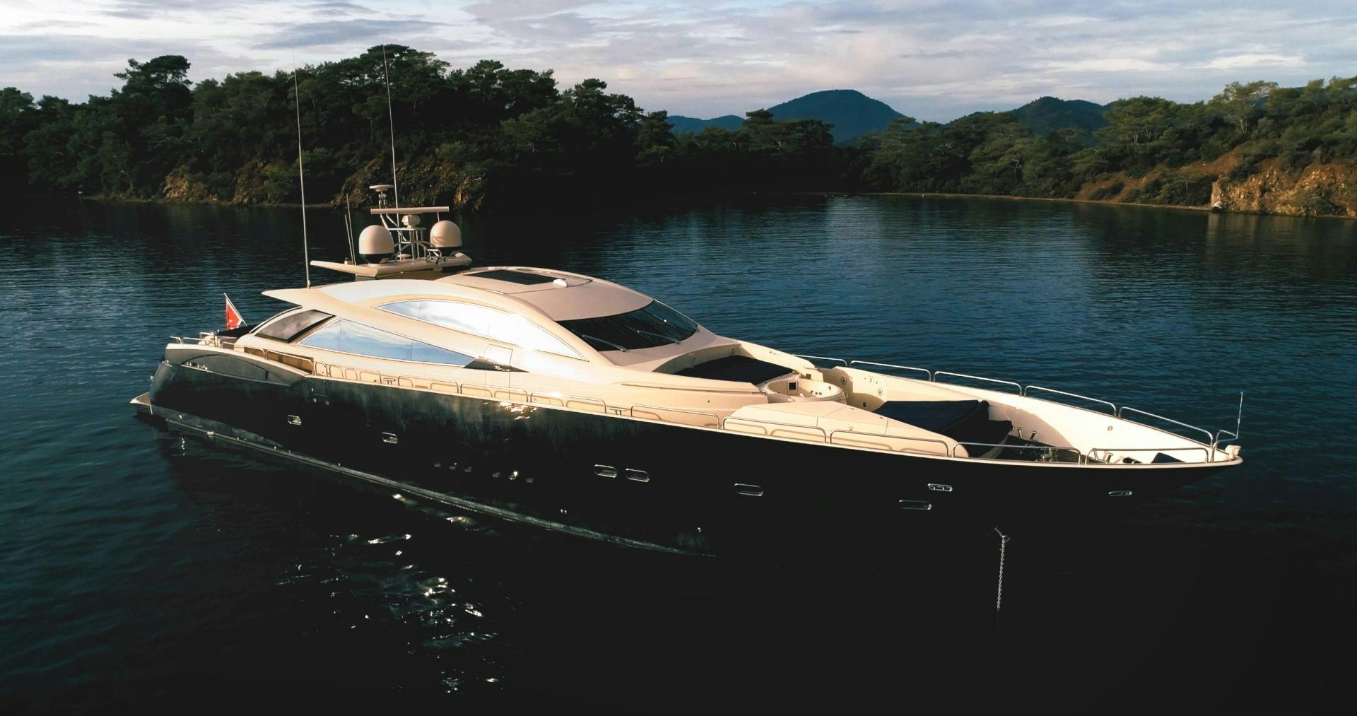 a white boat on water aboard LAURA S Yacht for Sale