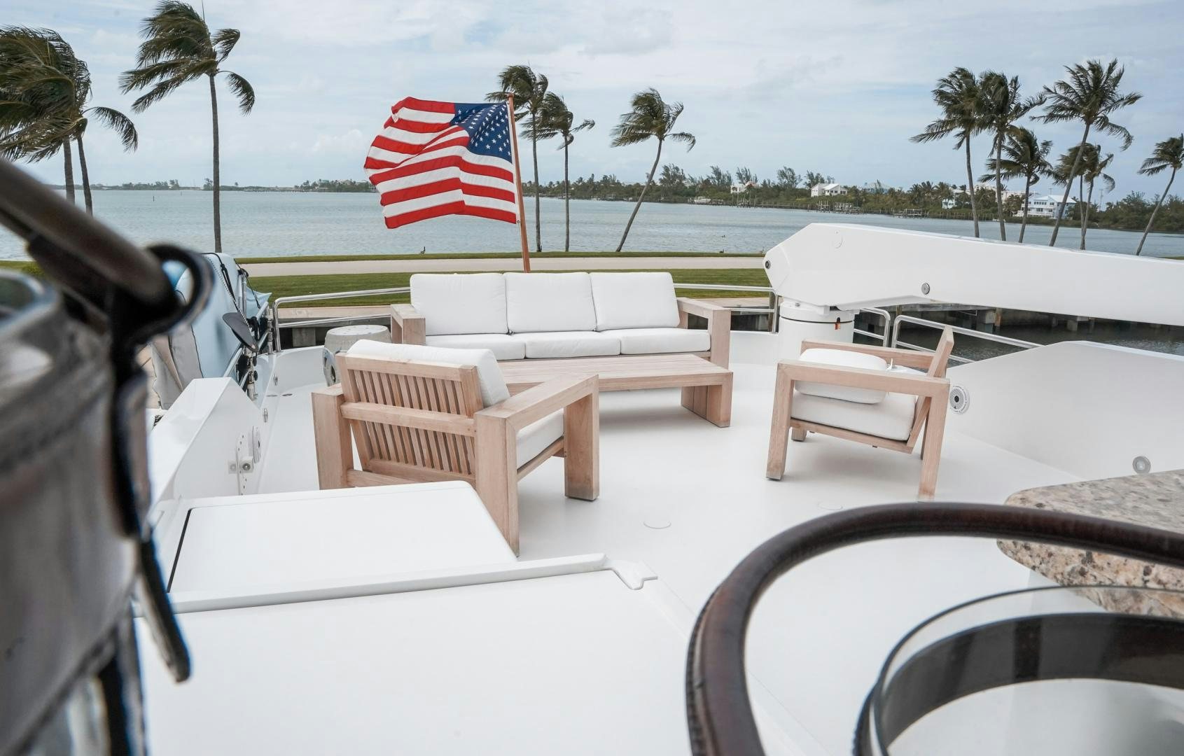 a flag on a boat aboard RAISING DOUGH Yacht for Sale