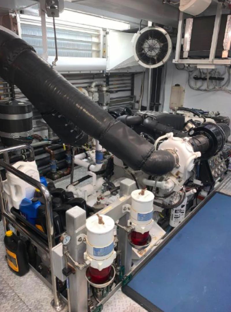 a machine with a large pipe aboard RAISING DOUGH Yacht for Sale
