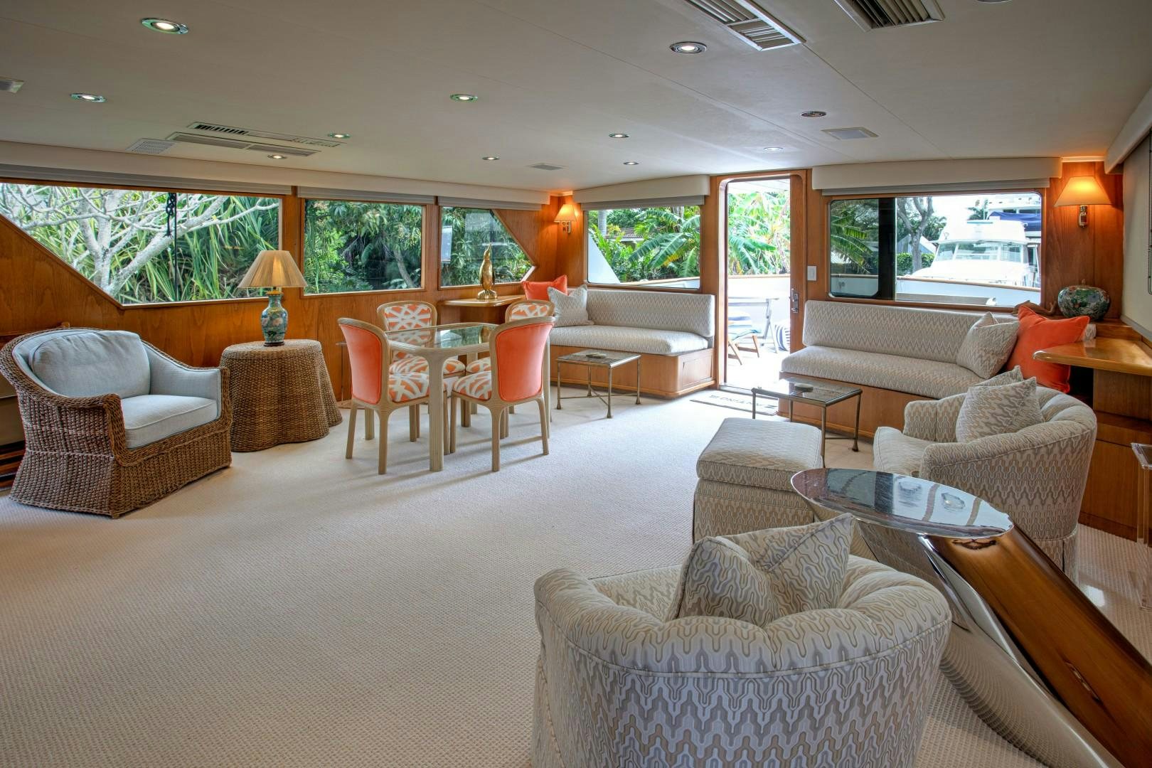 a living room with a large window aboard ZANTINO III Yacht for Sale