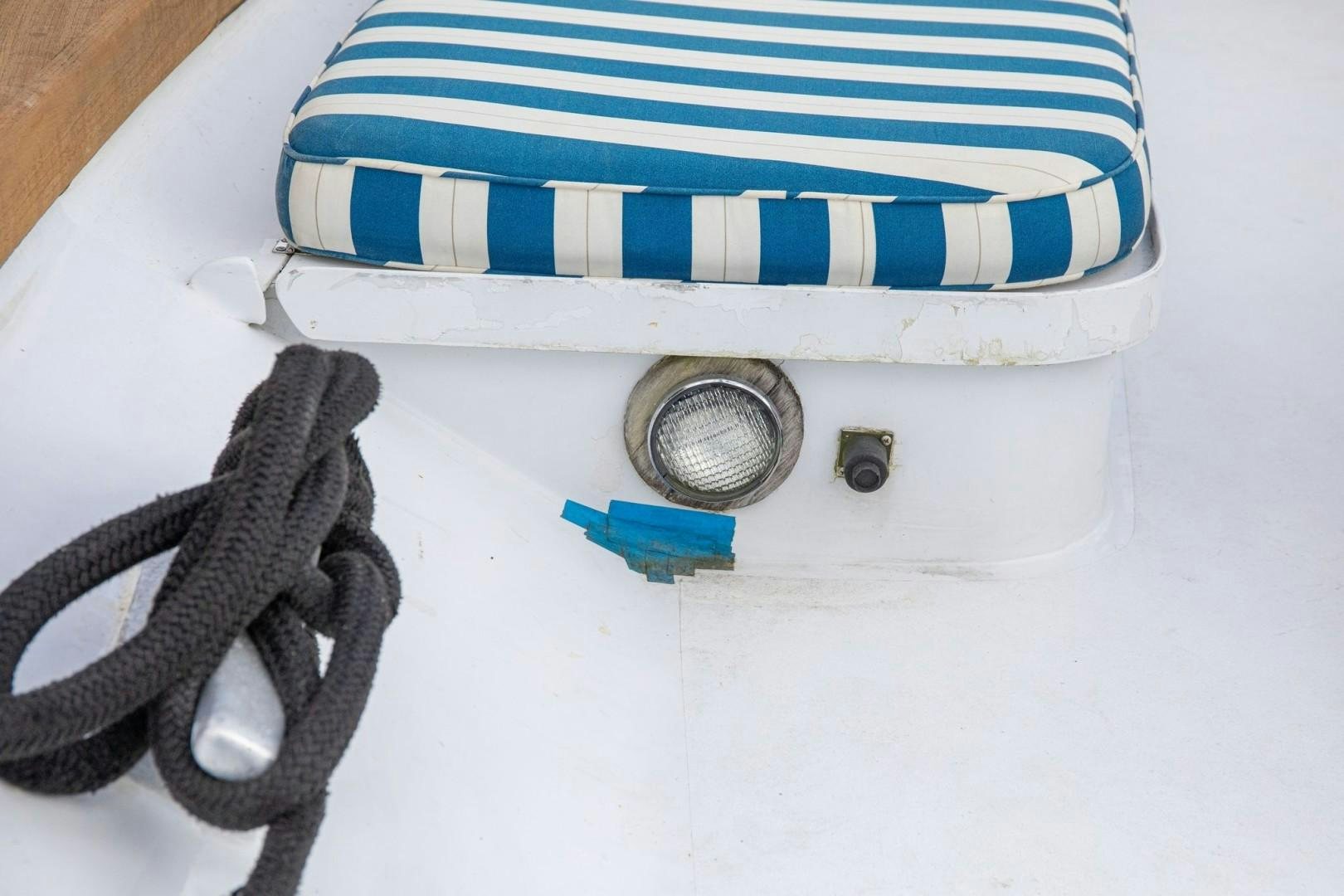 a blue and white striped diaper aboard ZANTINO III Yacht for Sale
