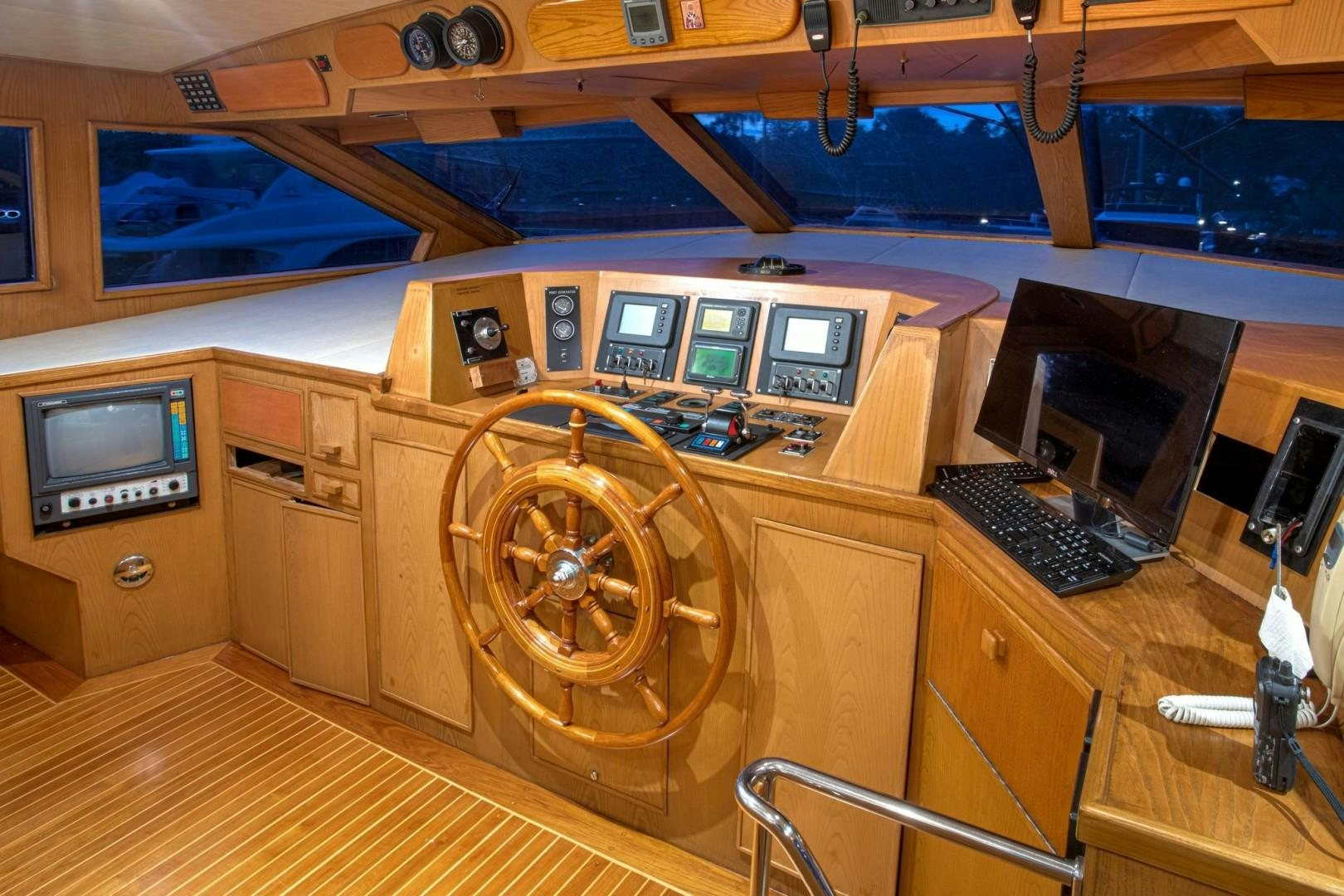 a room with a desk and computer aboard ZANTINO III Yacht for Sale