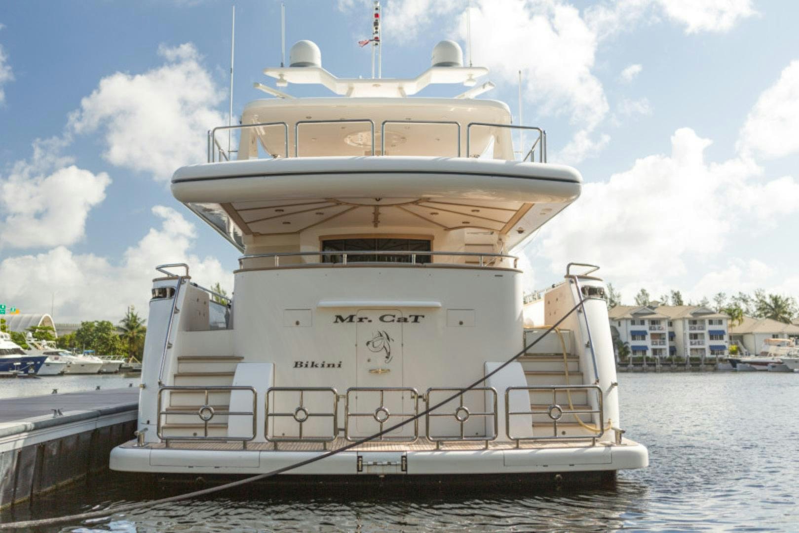 a large white ship aboard MR. CAT Yacht for Sale