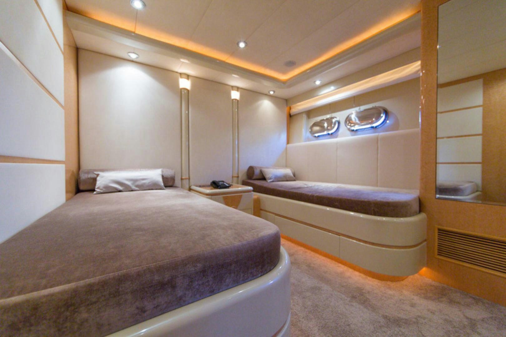 a room with two beds aboard MR. CAT Yacht for Sale