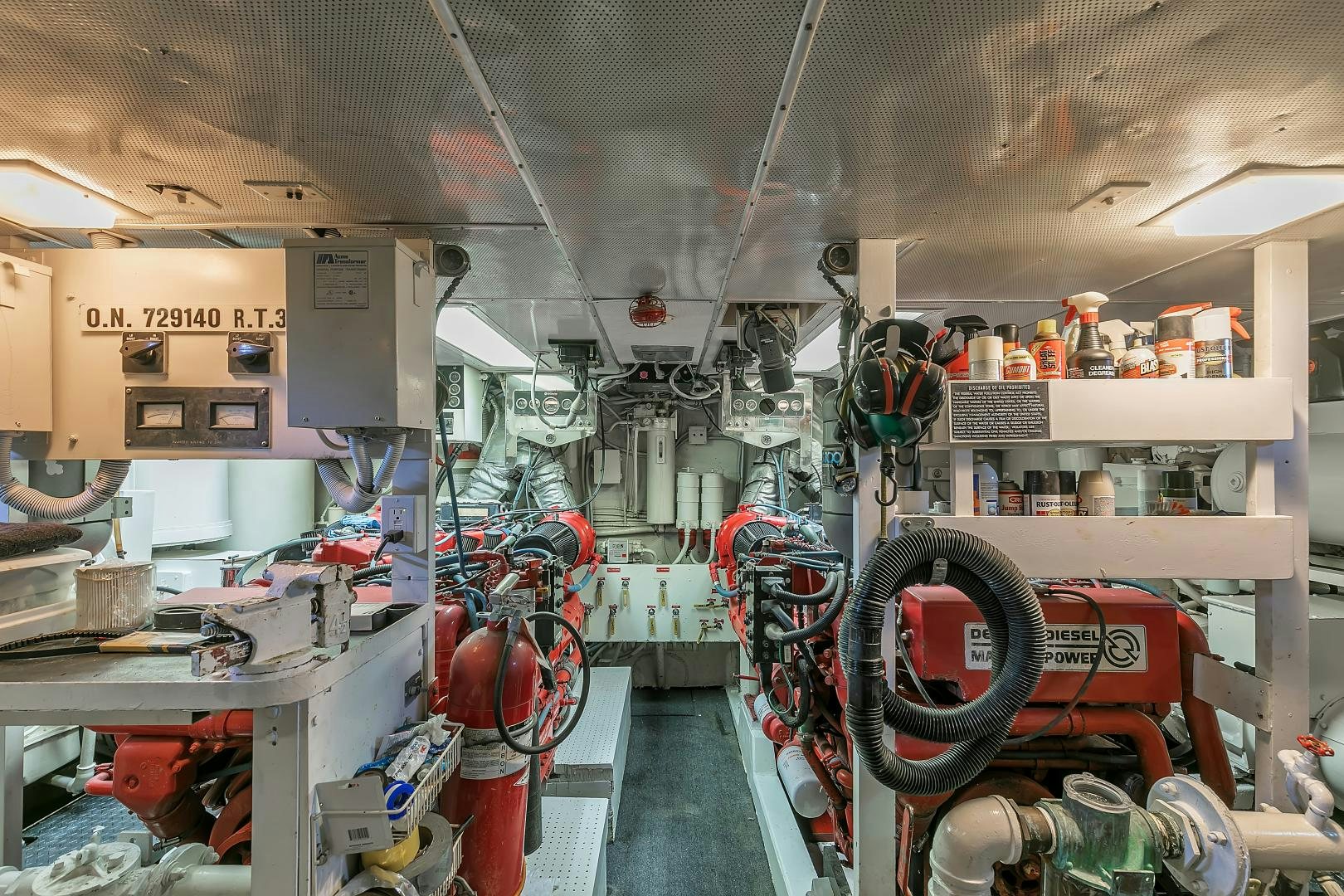 a room with machinery and equipment aboard LA VIDA Yacht for Sale