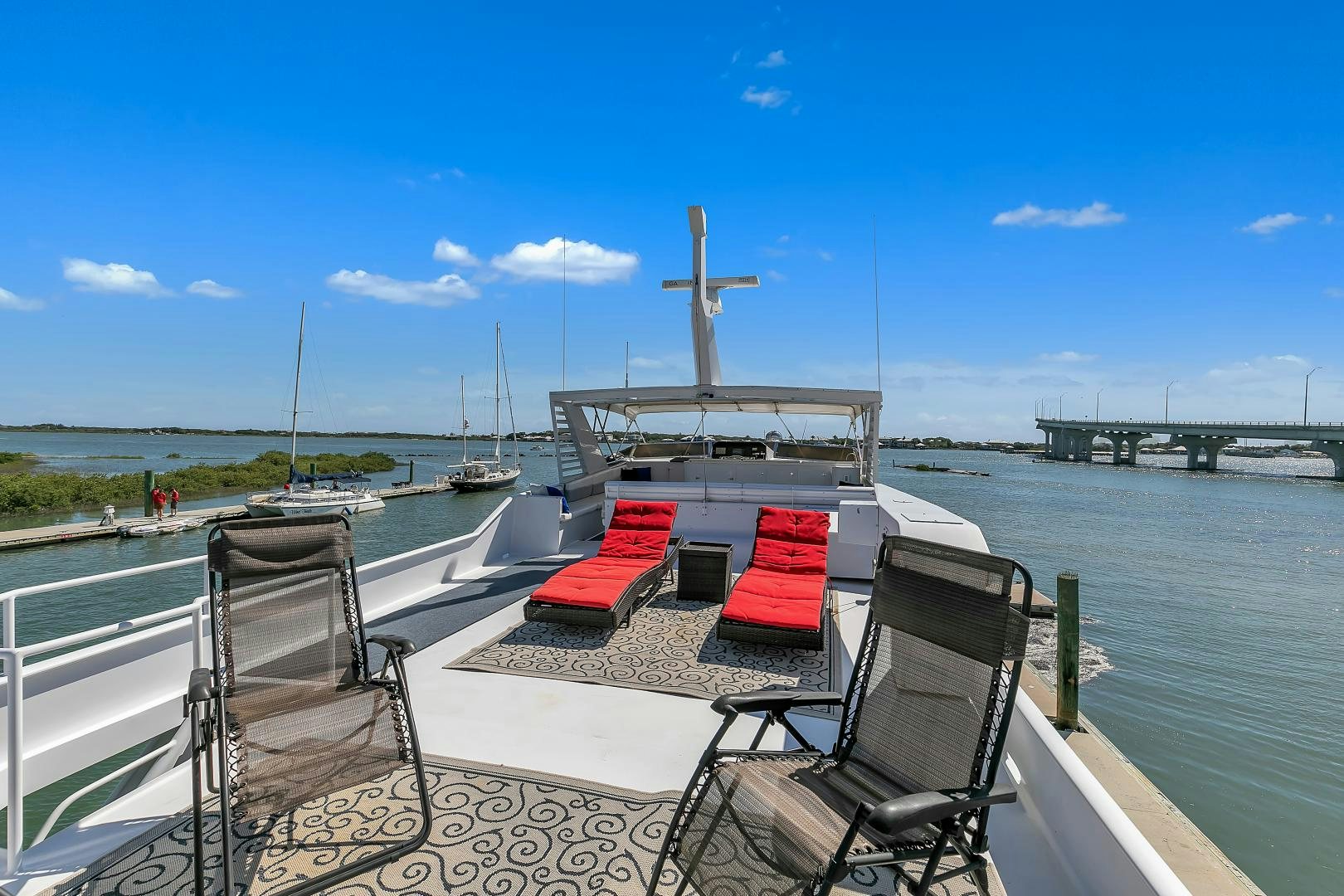 a boat on a dock aboard LA VIDA Yacht for Sale