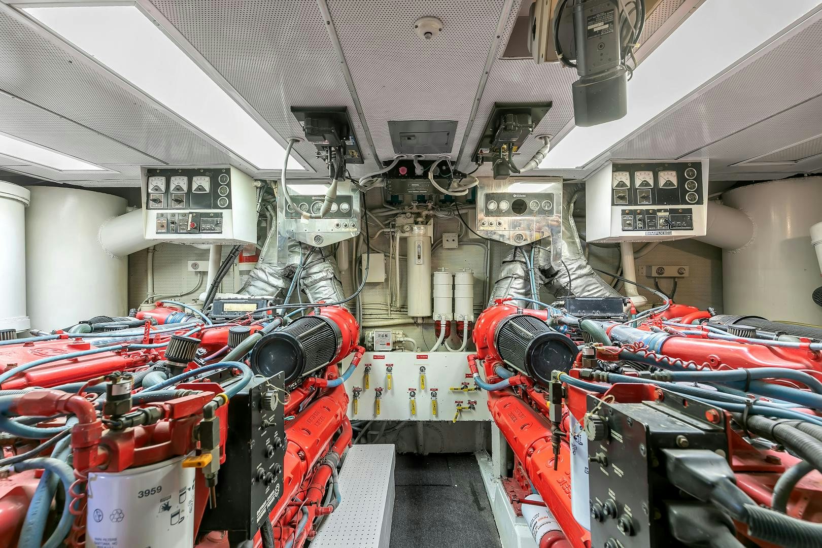 a room with machinery aboard LA VIDA Yacht for Sale