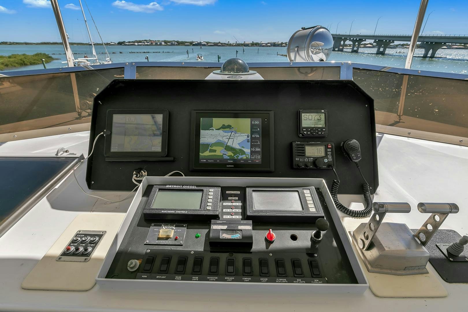 a cockpit of a plane aboard LA VIDA Yacht for Sale