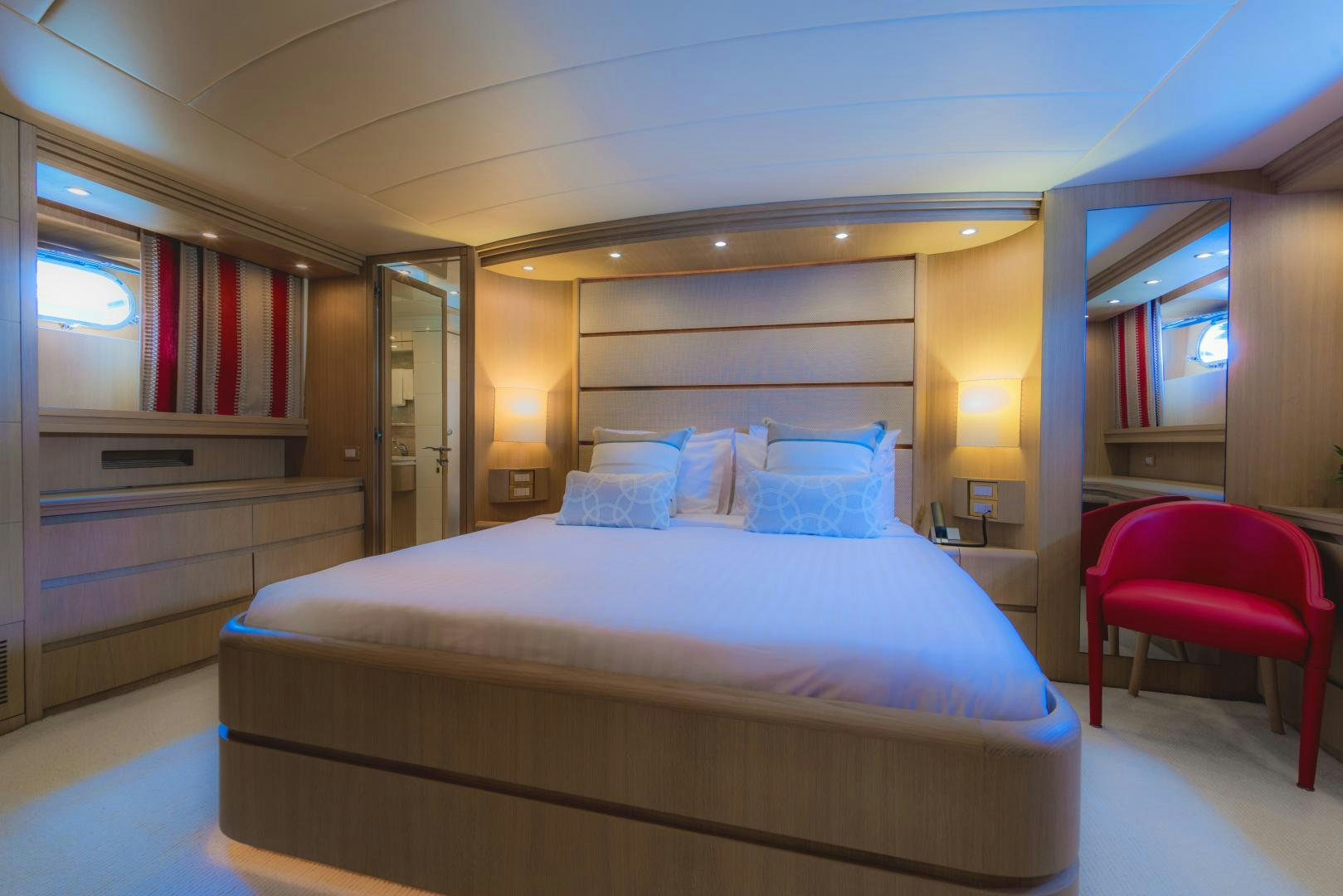 a bed in a room aboard AVELINE Yacht for Sale