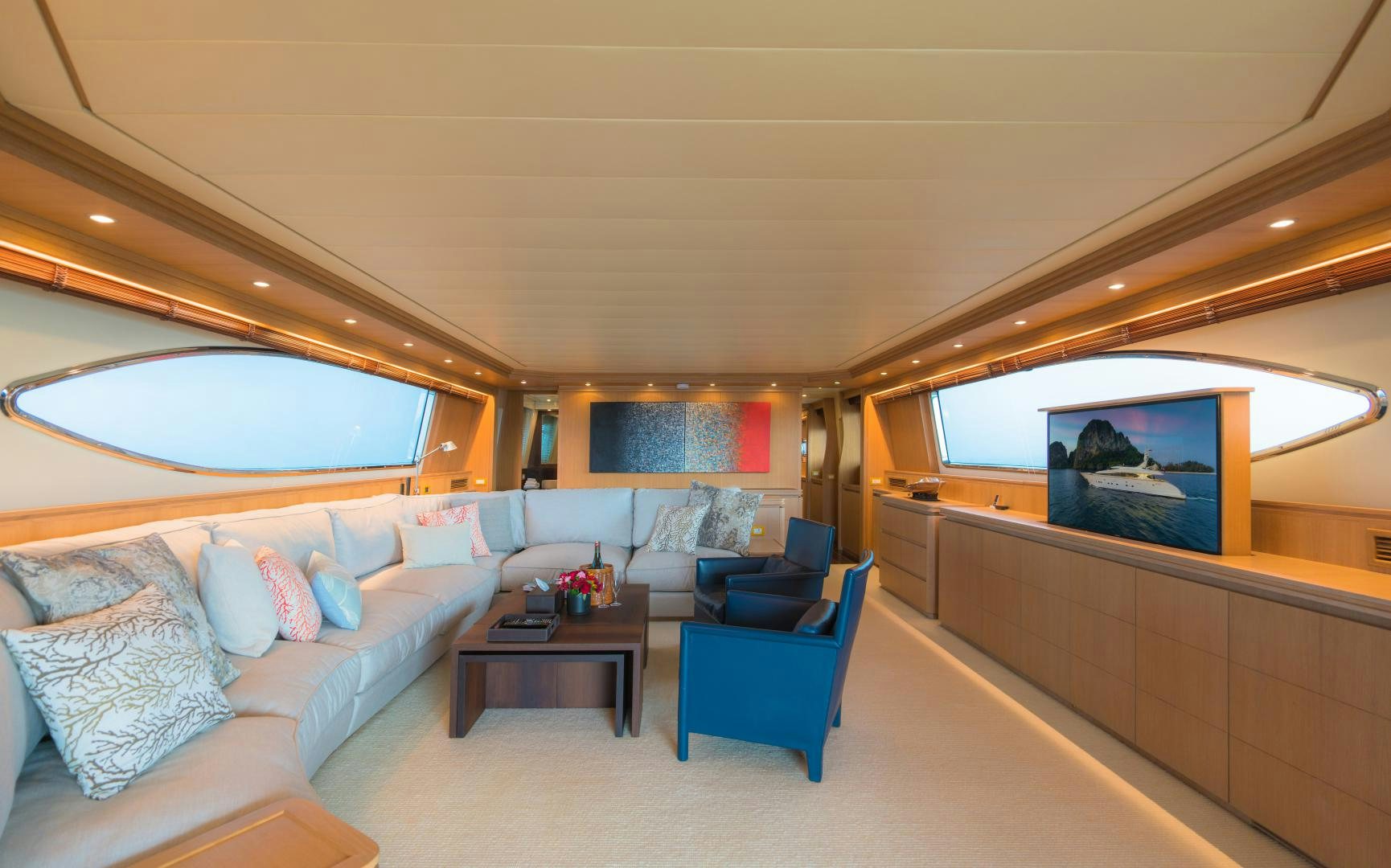 a room with a bed and a couch aboard AVELINE Yacht for Sale