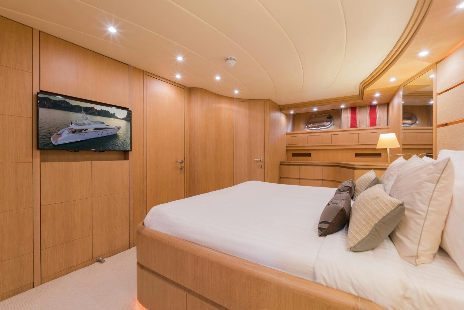 a bed in a room aboard AVELINE Yacht for Sale