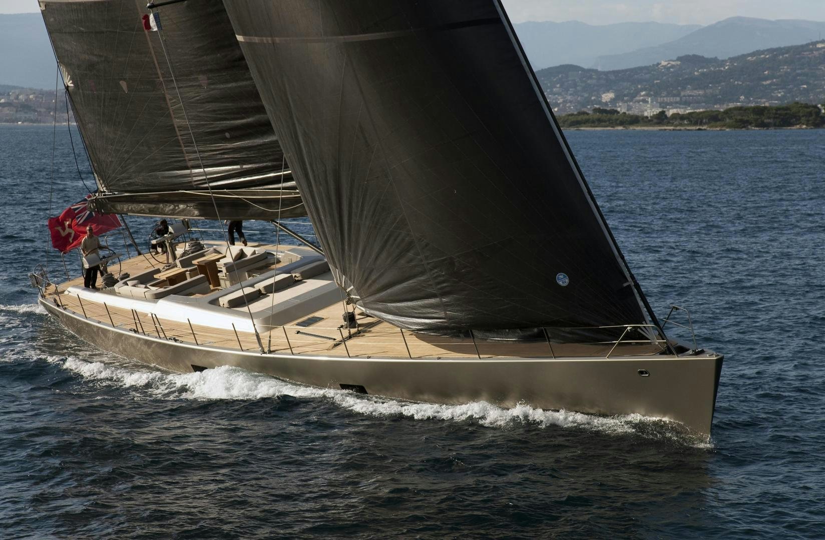 a boat sailing on the sea aboard DARK SHADOW Yacht for Sale