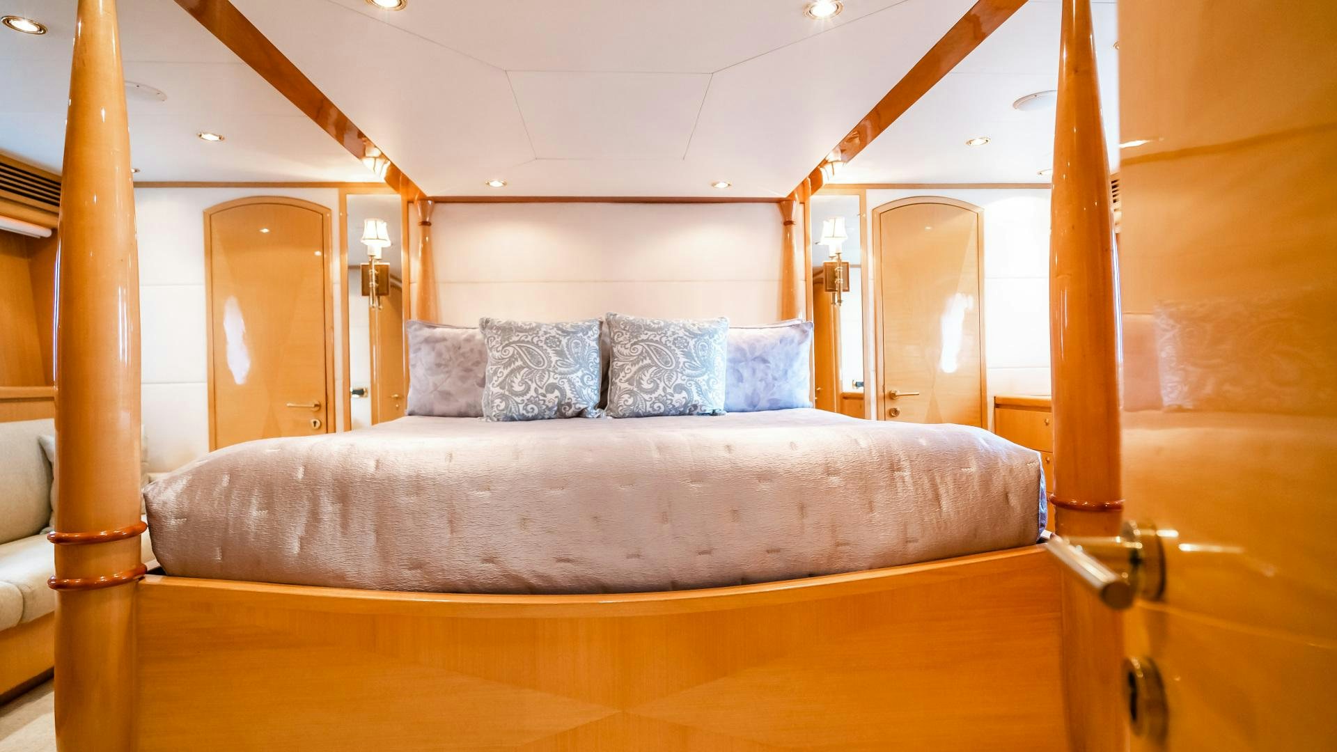 a bed in a room aboard VITESSE Yacht for Sale