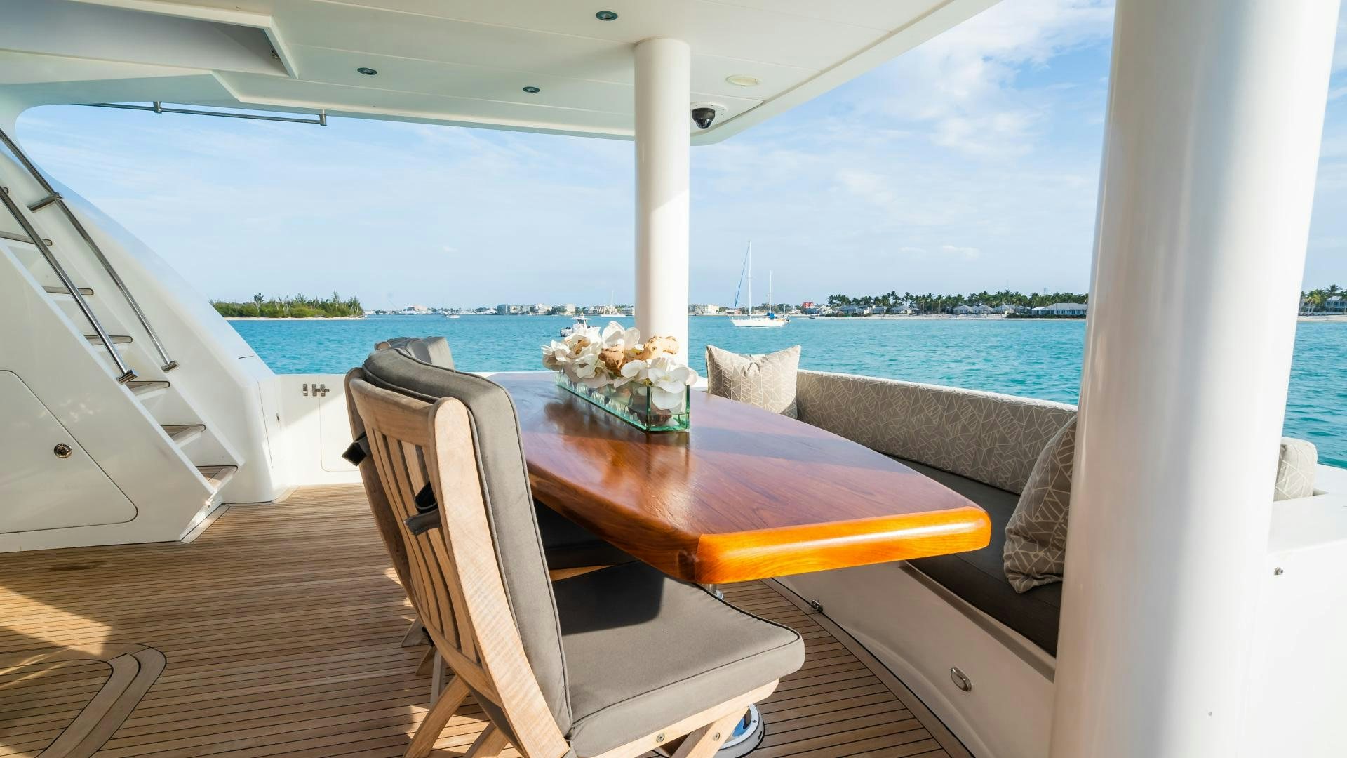 a table on a boat aboard VITESSE Yacht for Sale