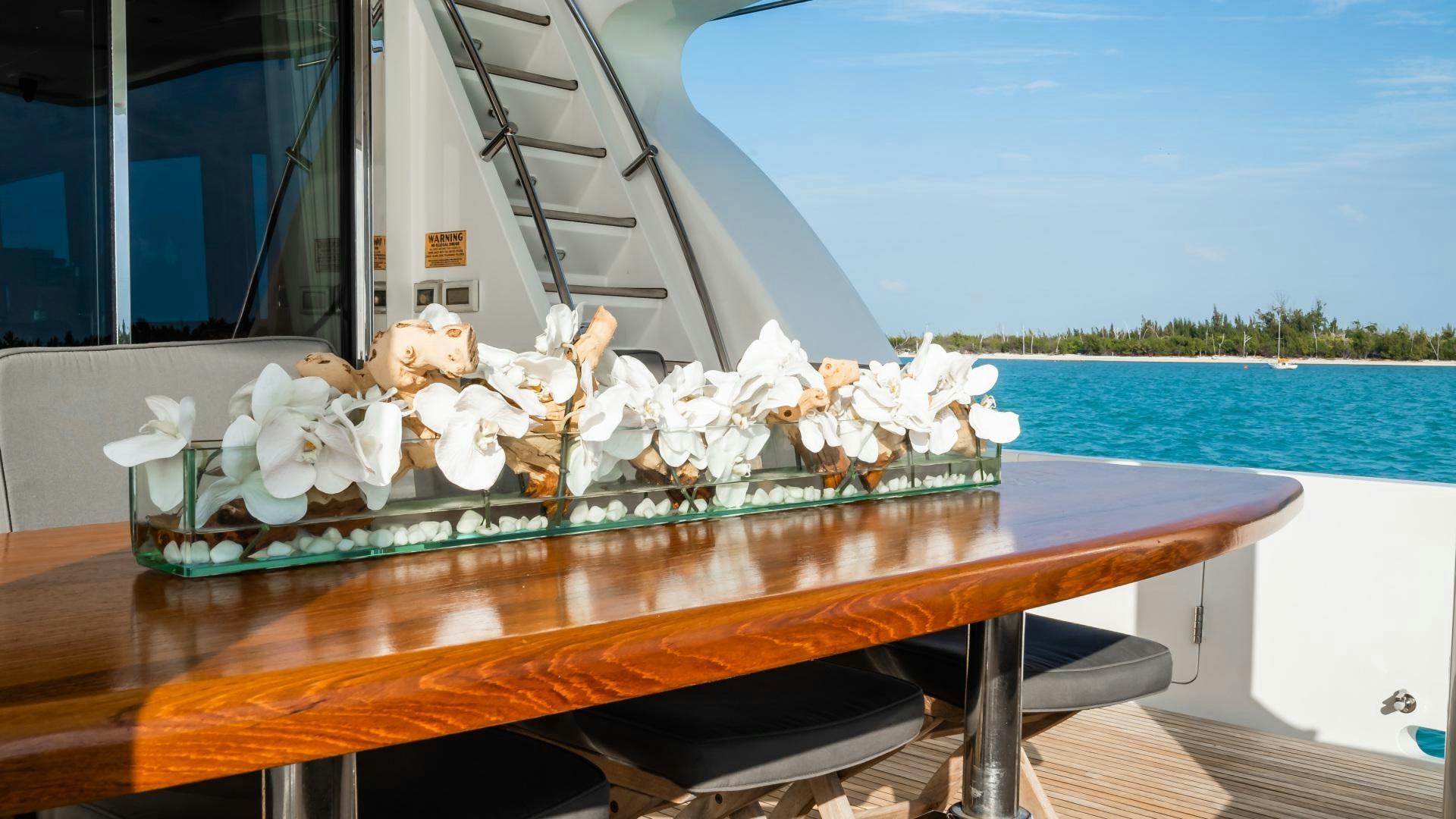 a group of white flowers on a boat aboard VITESSE Yacht for Sale