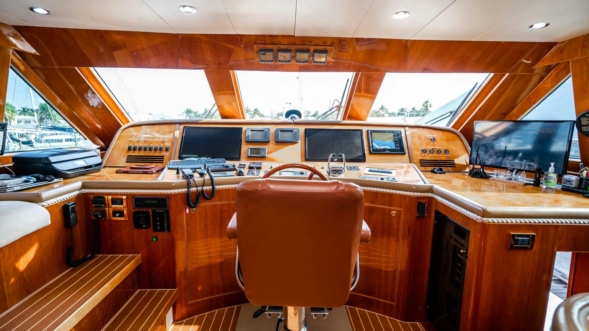 a vehicle with a desk and computer aboard VITESSE Yacht for Sale