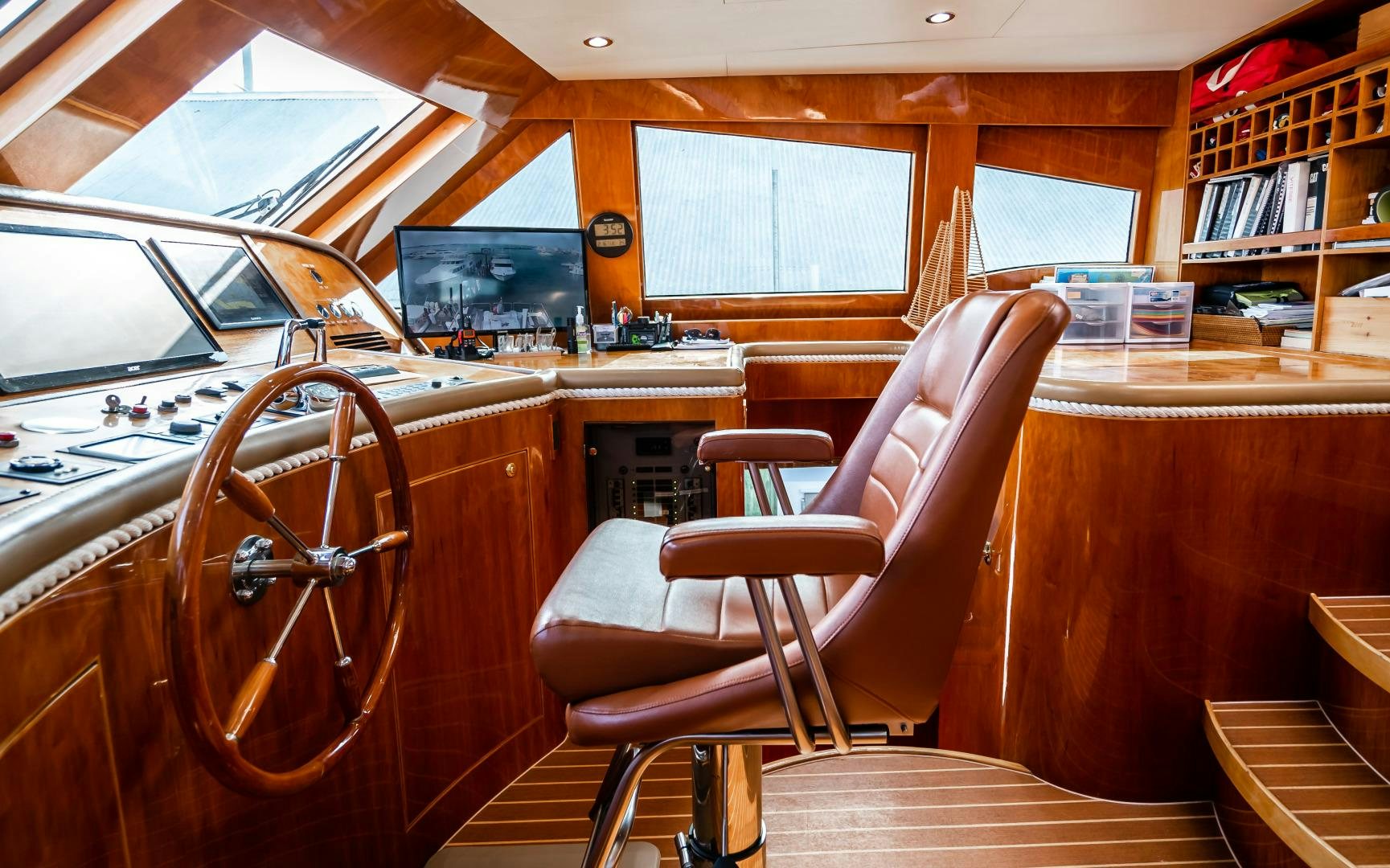 a wooden car with a wooden interior aboard VITESSE Yacht for Sale