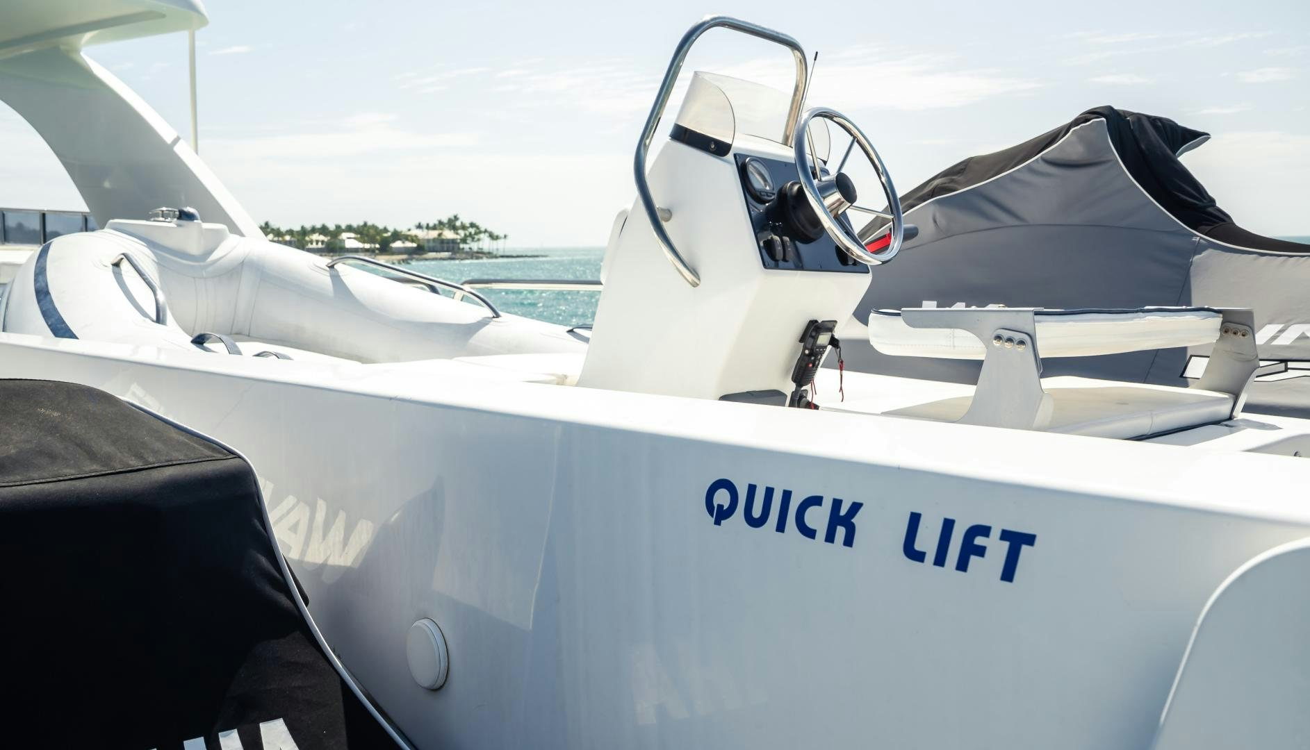 the front of a white boat aboard VITESSE Yacht for Sale