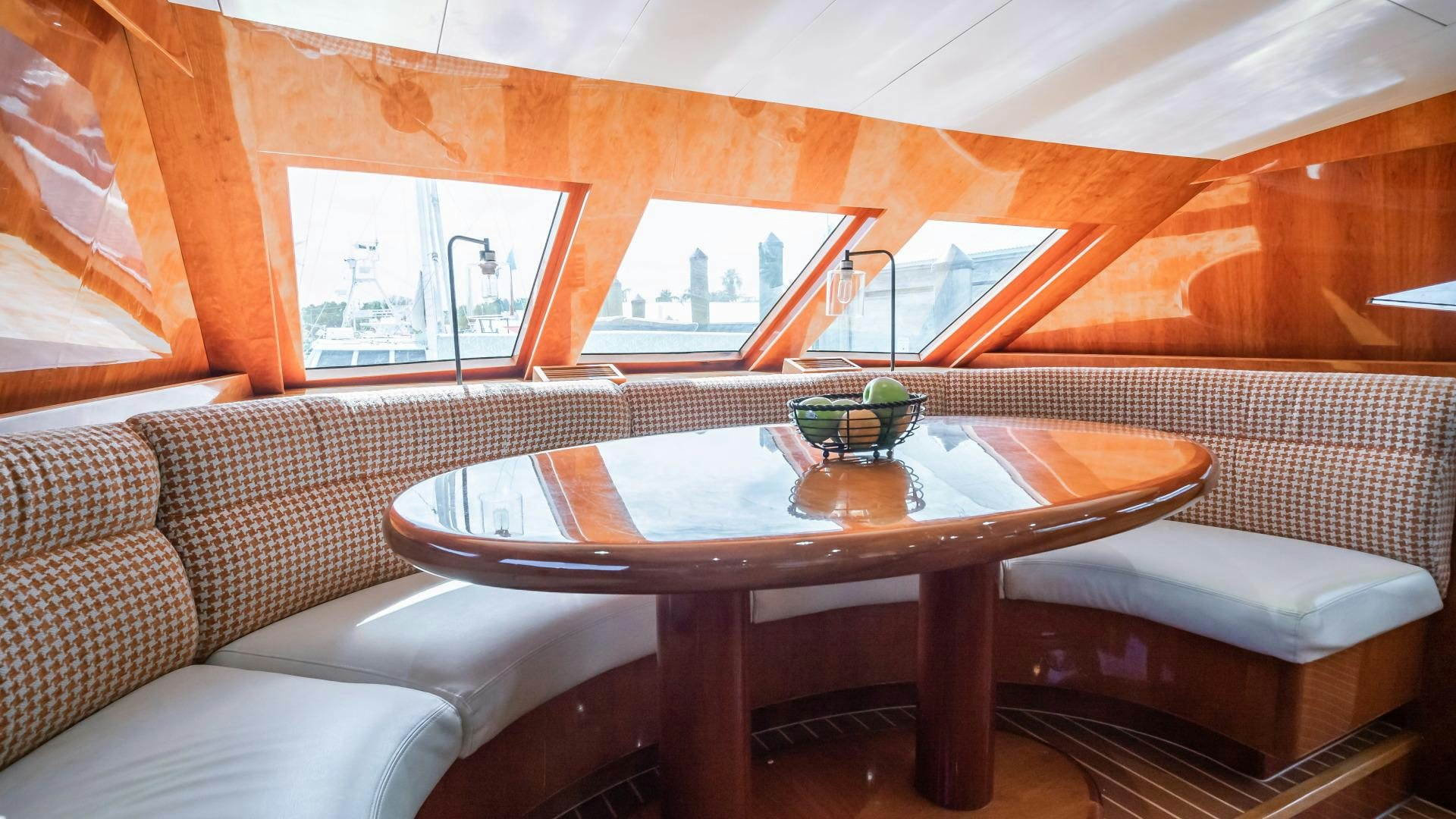 a table in a room aboard VITESSE Yacht for Sale