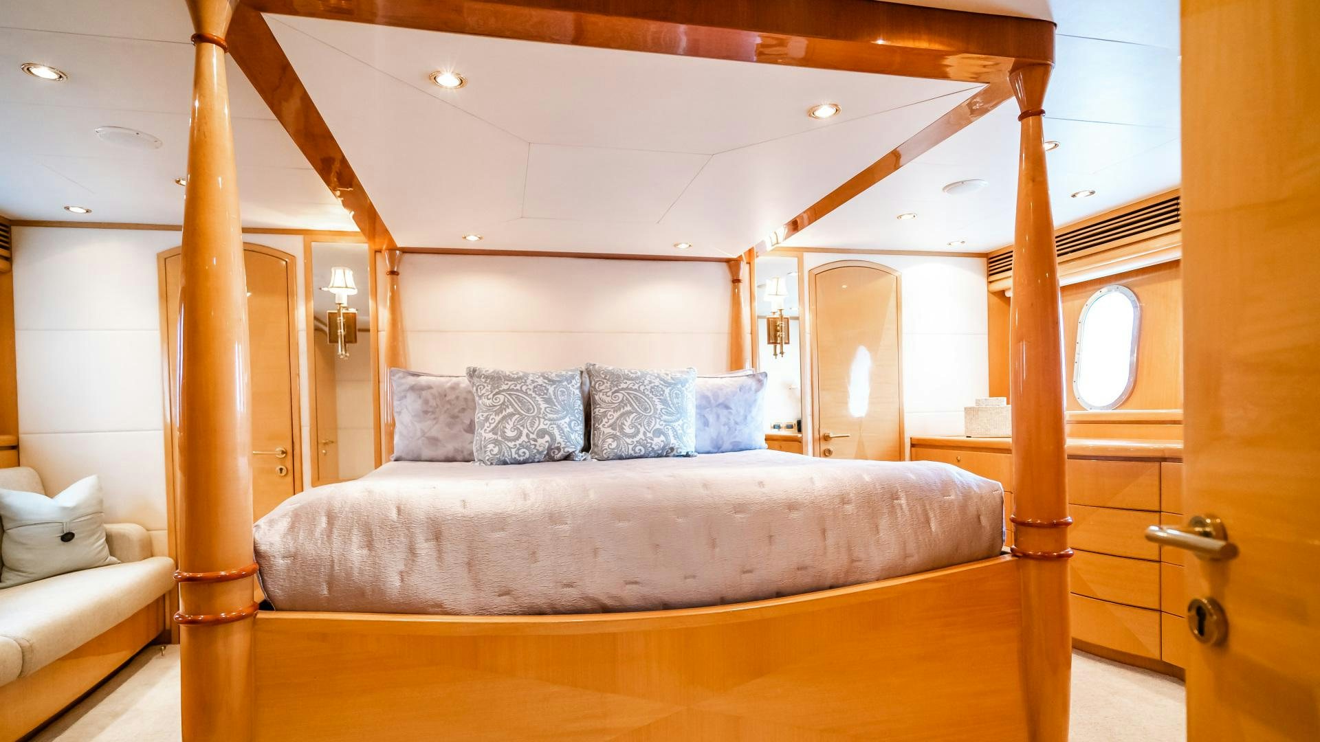 a bed in a room aboard VITESSE Yacht for Sale
