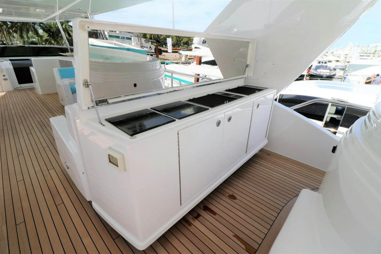 a large white kitchen aboard LADY CARMEN Yacht for Sale