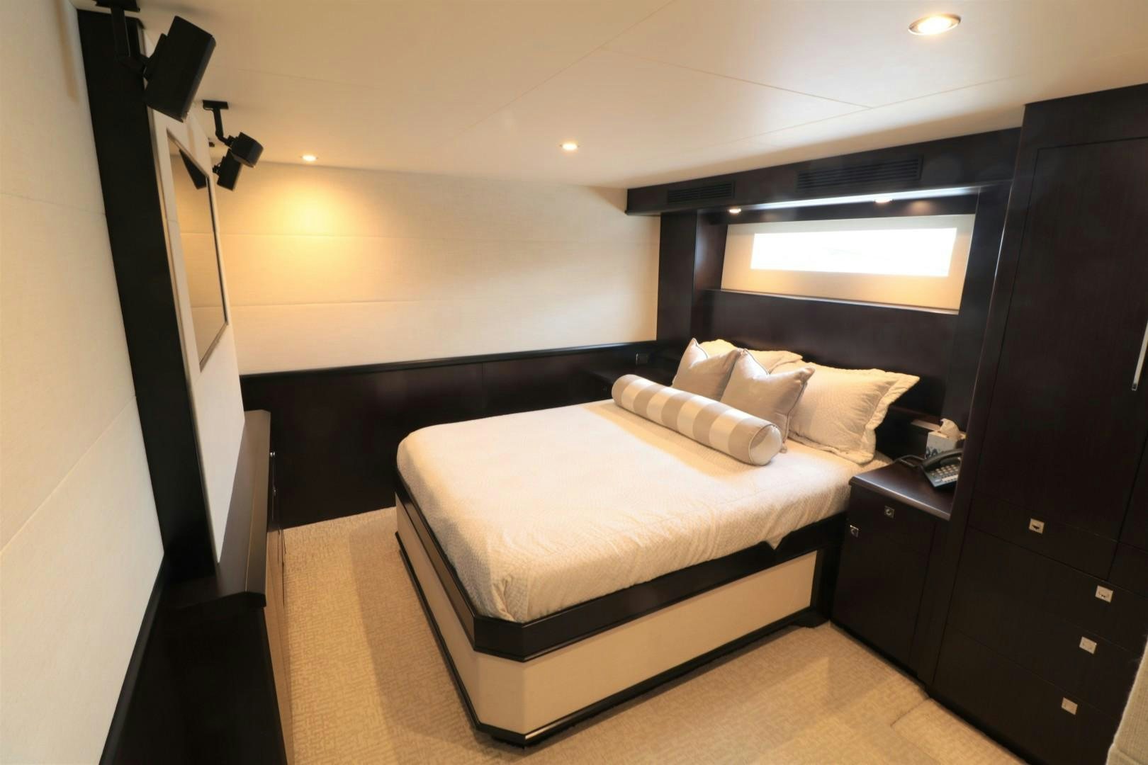 a bed in a room aboard LADY CARMEN Yacht for Sale