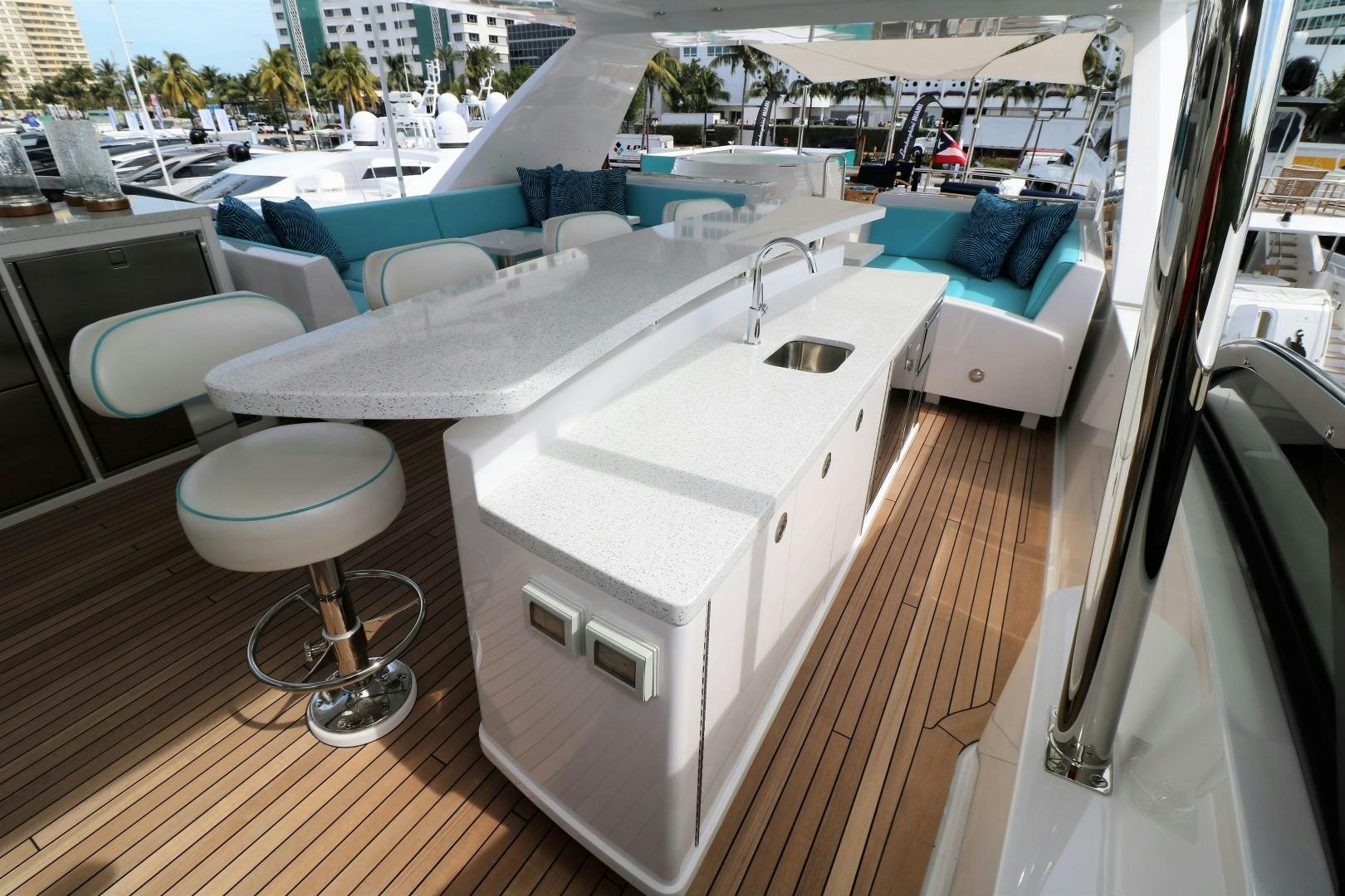 a large white bathroom with a large tub aboard LADY CARMEN Yacht for Sale