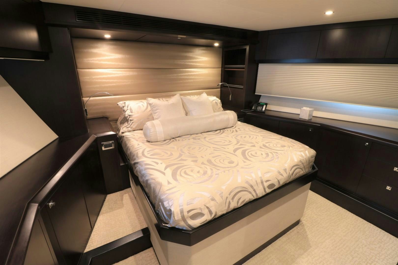 a bed in a room aboard LADY CARMEN Yacht for Sale