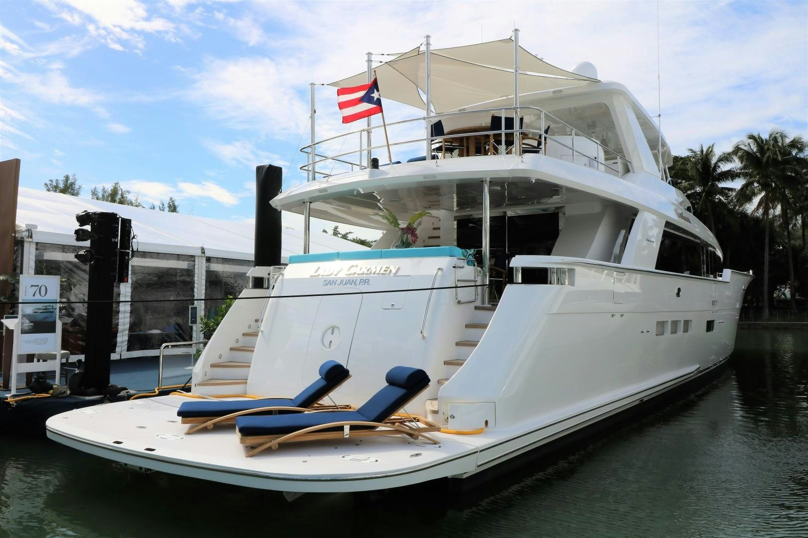 a large white boat aboard LADY CARMEN Yacht for Sale