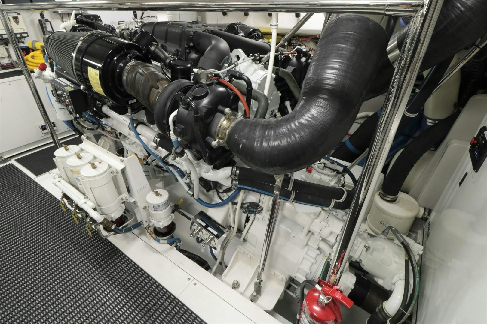 a car engine with a black boot aboard LADY CARMEN Yacht for Sale