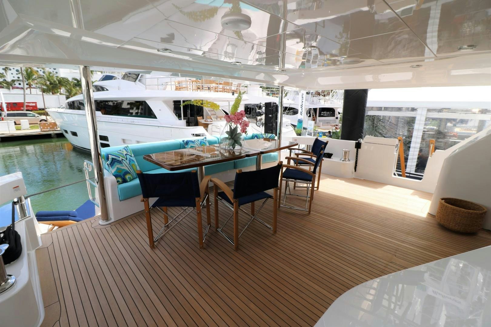 a table and chairs in a room aboard LADY CARMEN Yacht for Sale