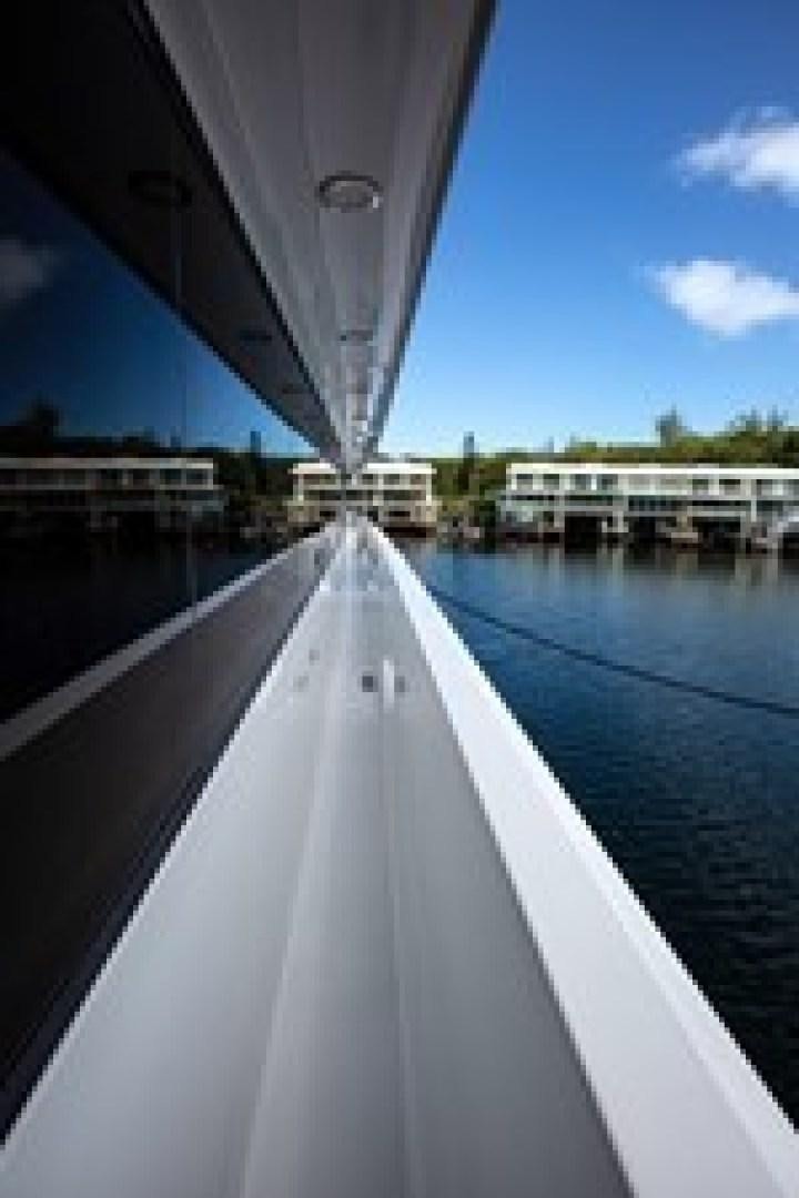 a long white bridge aboard TAIMA Yacht for Sale