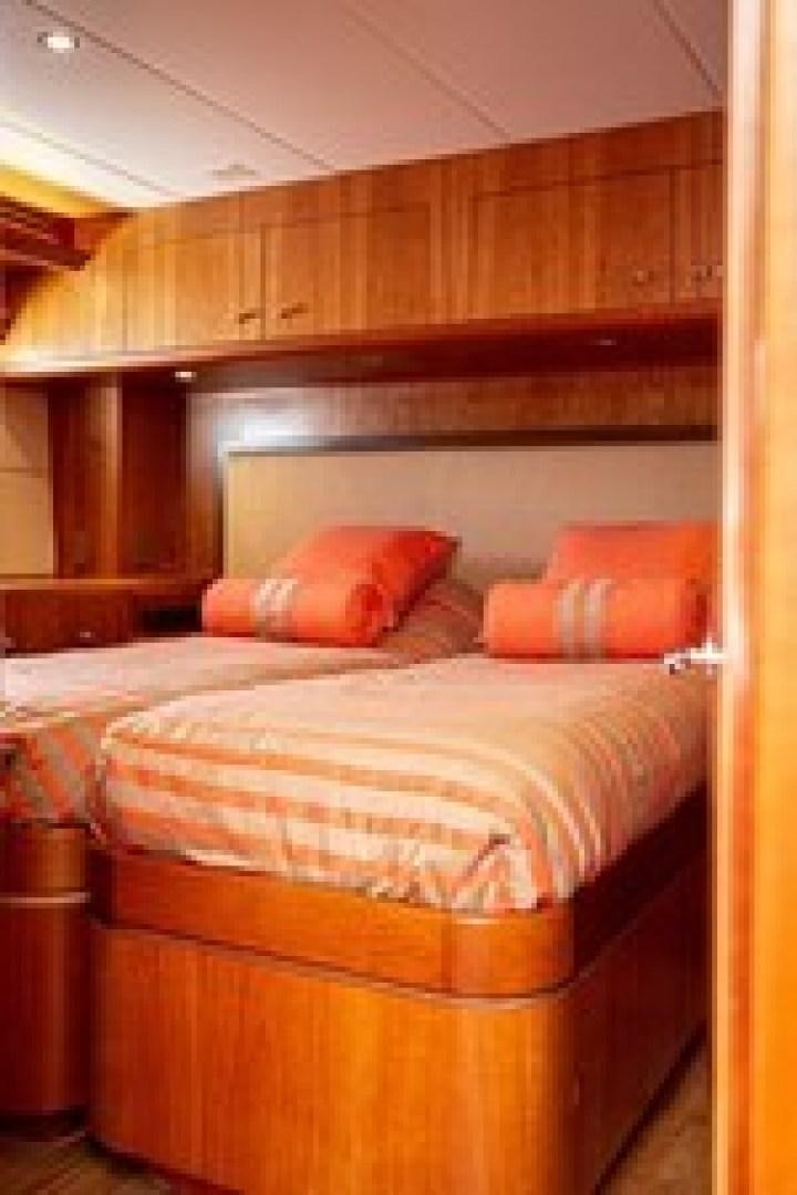 a room with wooden cabinets aboard TAIMA Yacht for Sale