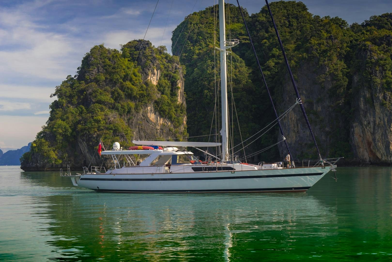 a sailboat on the water aboard TARONGA Yacht for Sale