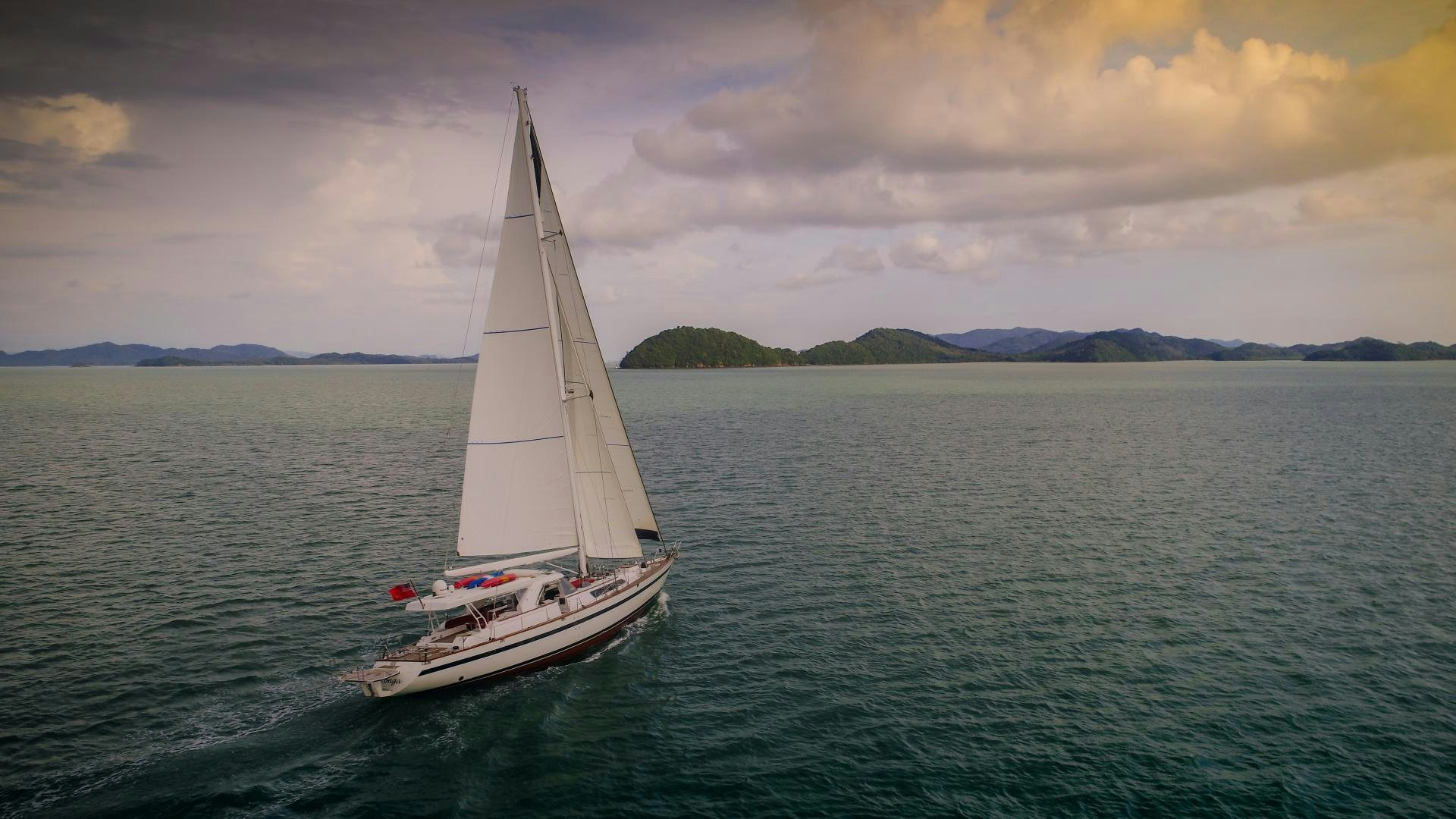 a sailboat on the water aboard TARONGA Yacht for Sale