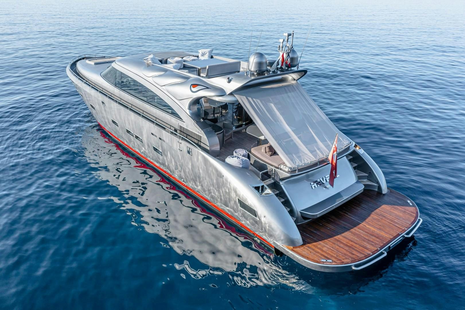 a large ship in the water aboard REVEIL Yacht for Sale