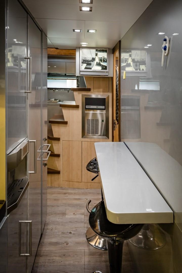 a room with a large glass door aboard REVEIL Yacht for Sale